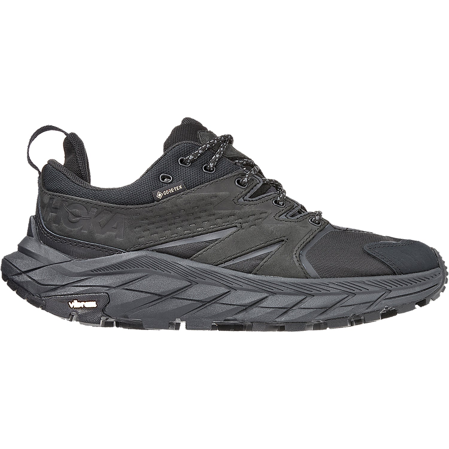 Womens Hoka one one Women's Hoka Anacapa Low GTX Black/Black Nubuck Black/Black Nubuck
