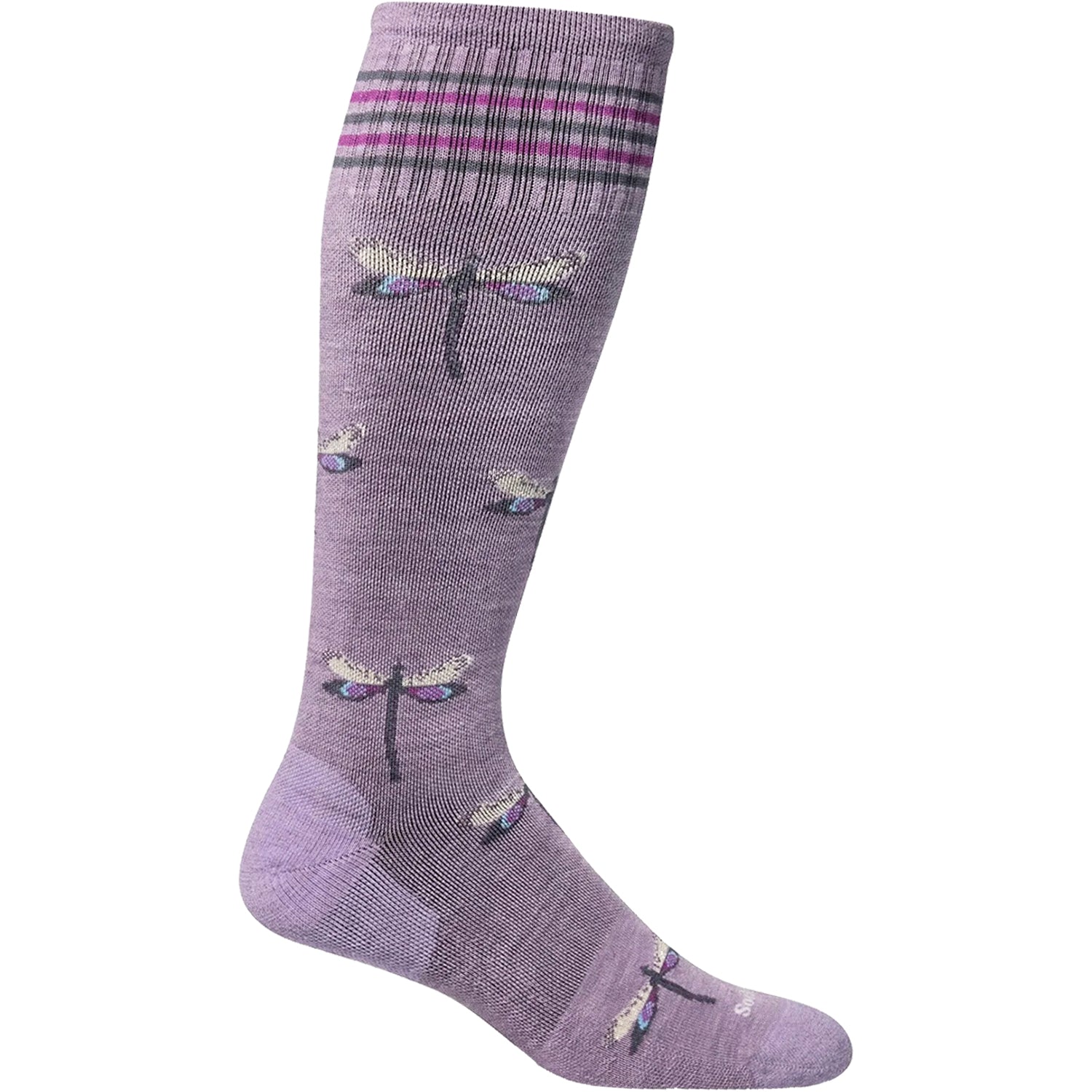Womens Sockwell Women's Sockwell Dragonfly Lavender Knee High Socks 15-20 mmHg Lavender