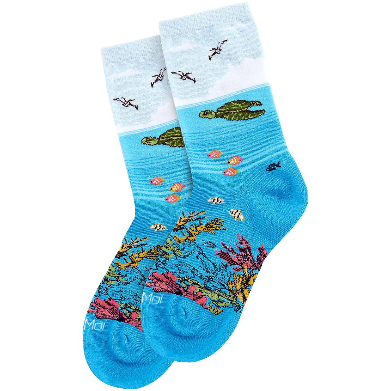 Womens Memoi Women's MeMoi Coral Reef Limited Edition Crew Ocean Depths Ocean Depths