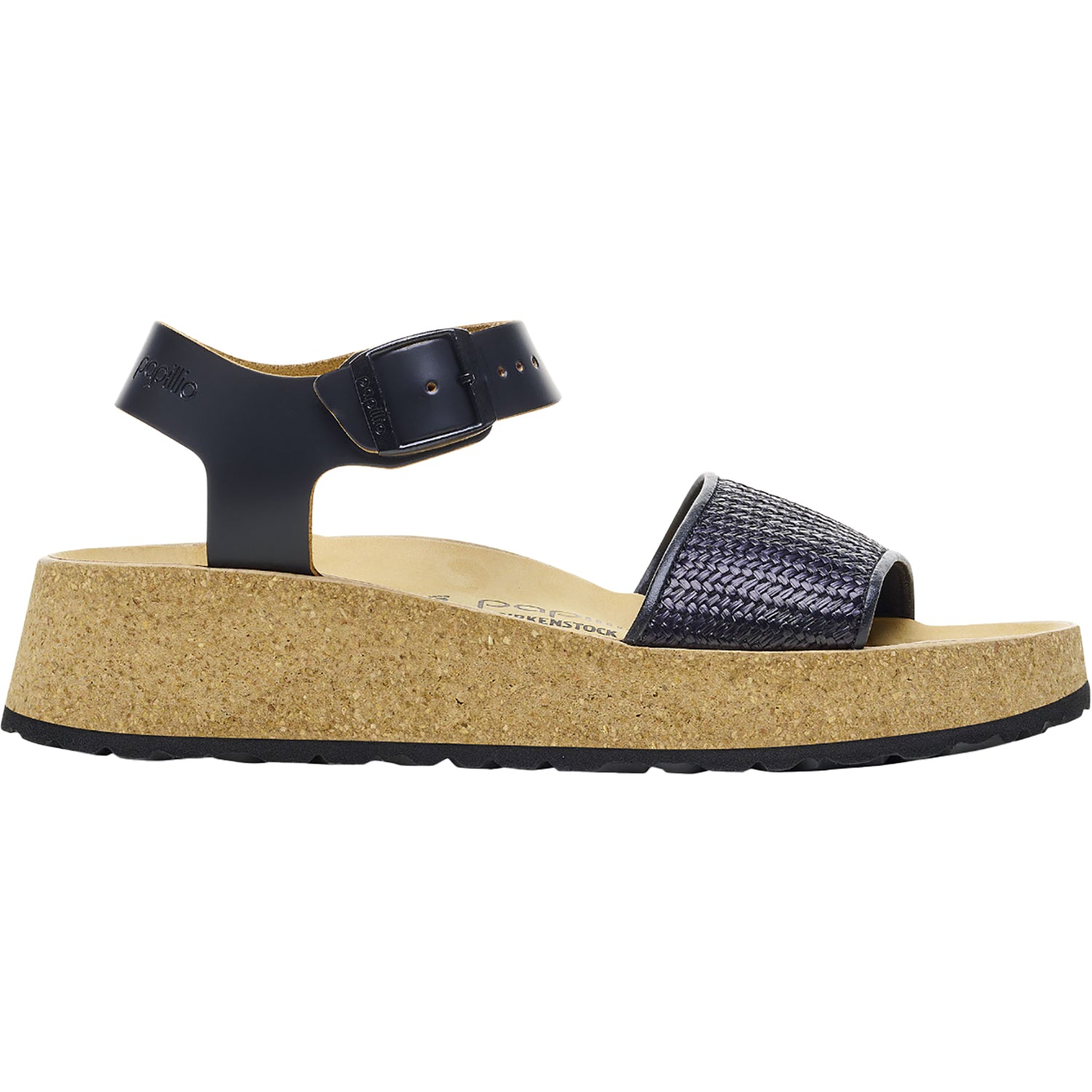 Womens Birkenstock Women's Birkenstock Papillio Glenda Black/Raffia Leather Black/Raffia Leather