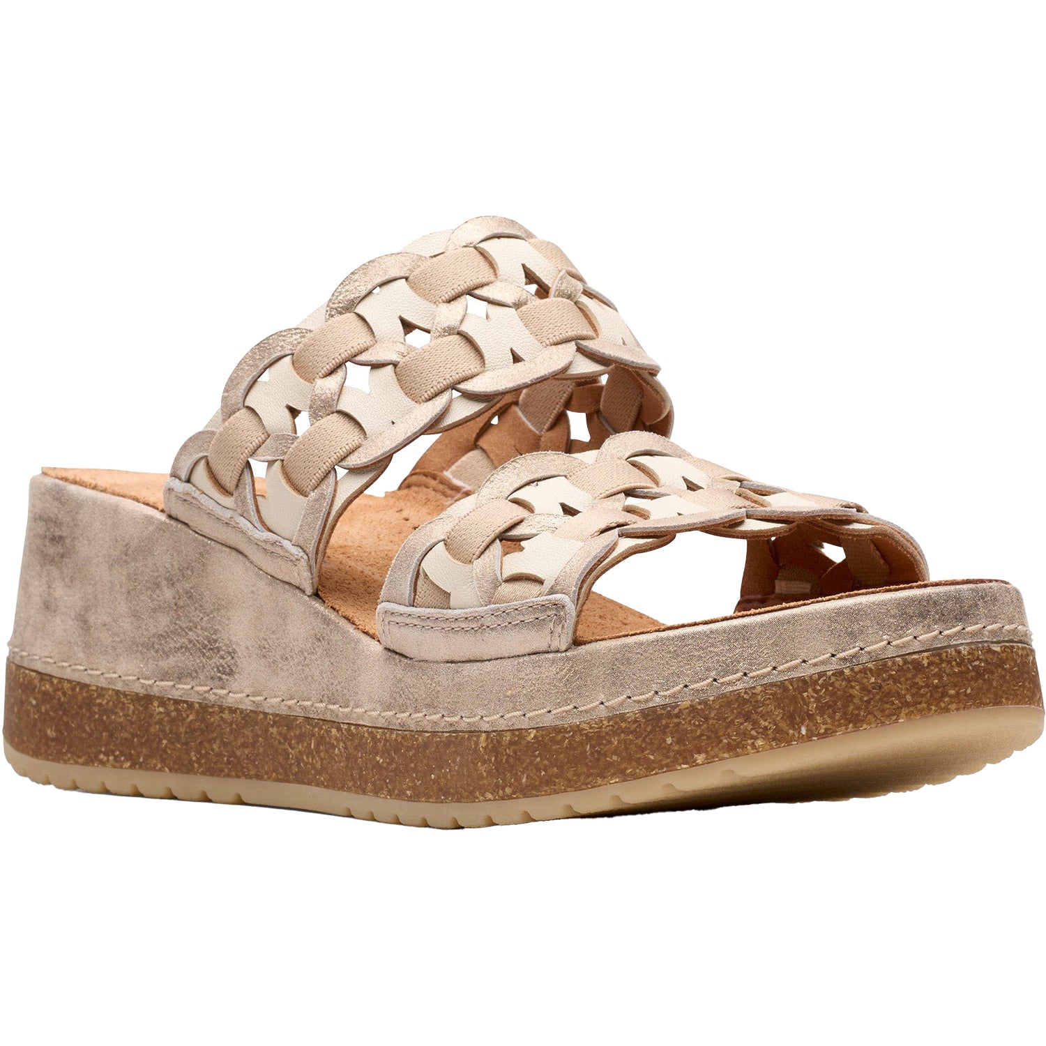 Womens Clarks Women's Clarks Kassanda Mule Metallic Combi Leather/Synthetic Metallic Combi Leather/Synthetic