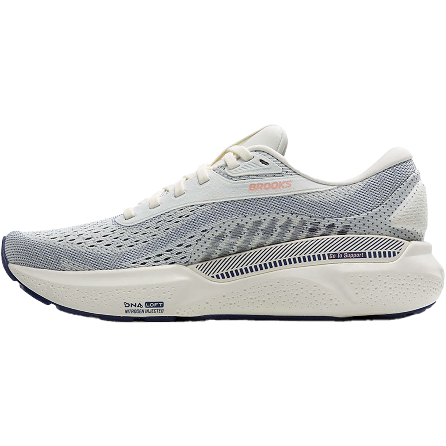 Womens Brooks Women's Brooks Adrenaline GTS 24 Grey/Blue Ribbon/Peach Mesh Grey/Blue Ribbon/Peach Mesh