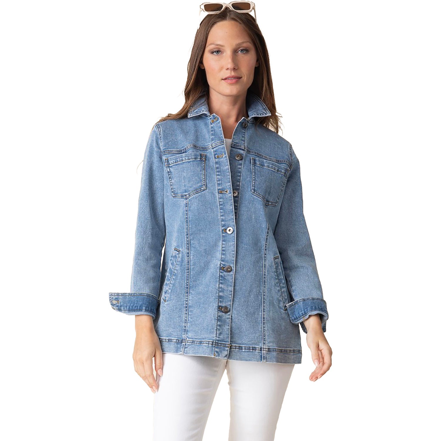 Womens Habitat Women's Habitat Stretch Denim Boyfriend Jacket Light Denim Light Denim