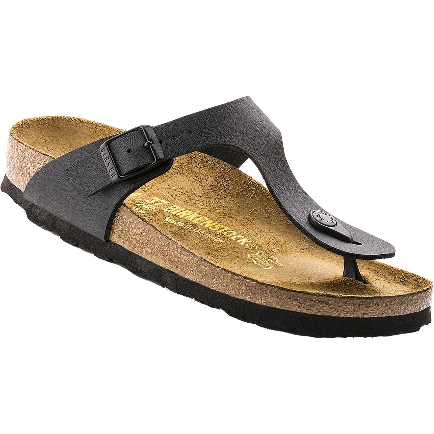 Womens Birkenstock Women's Birkenstock Gizeh Black Birko-Flor Black Birko-Flor