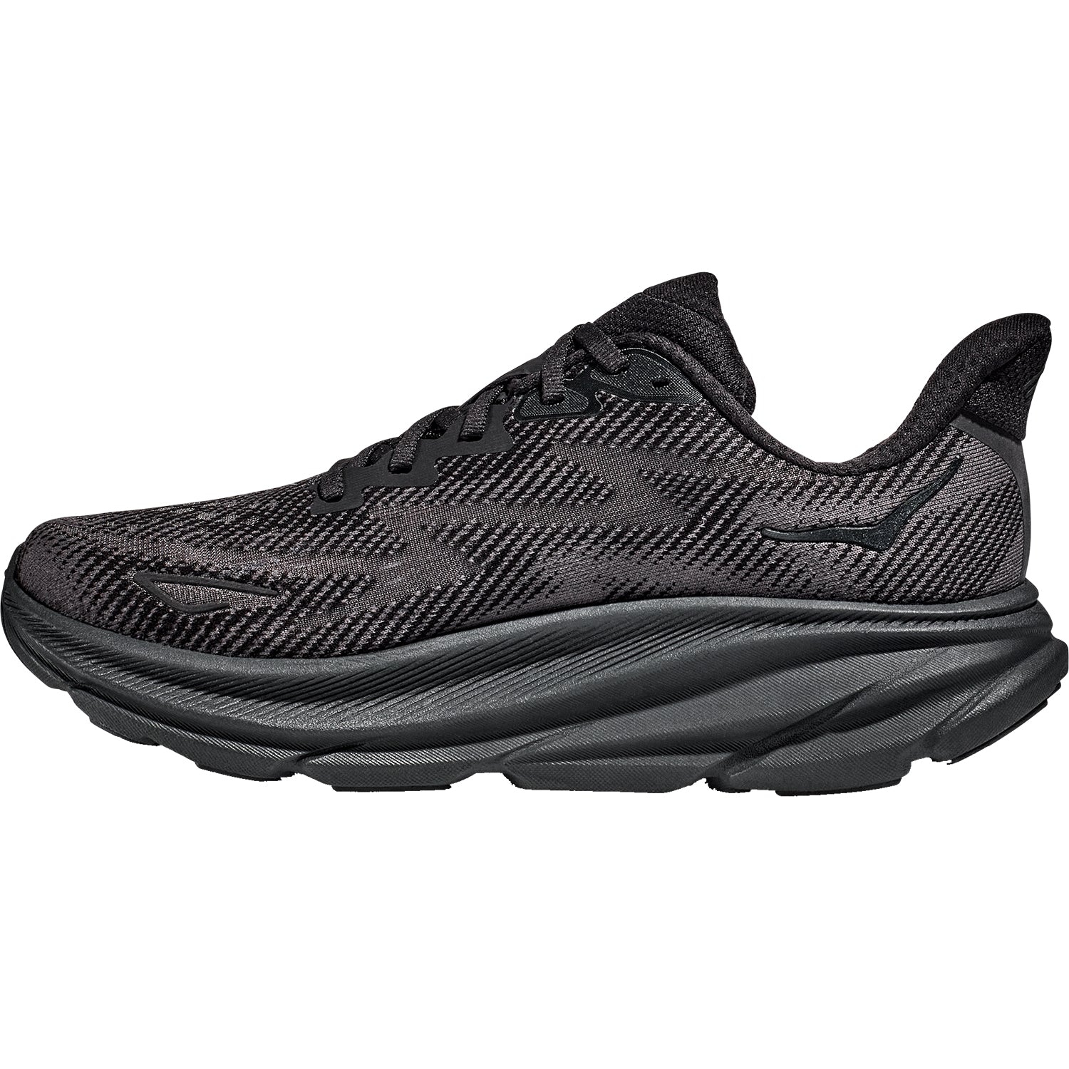 Mens Hoka one one Men's Hoka Clifton 9 Black/Black Mesh Black/Black Mesh