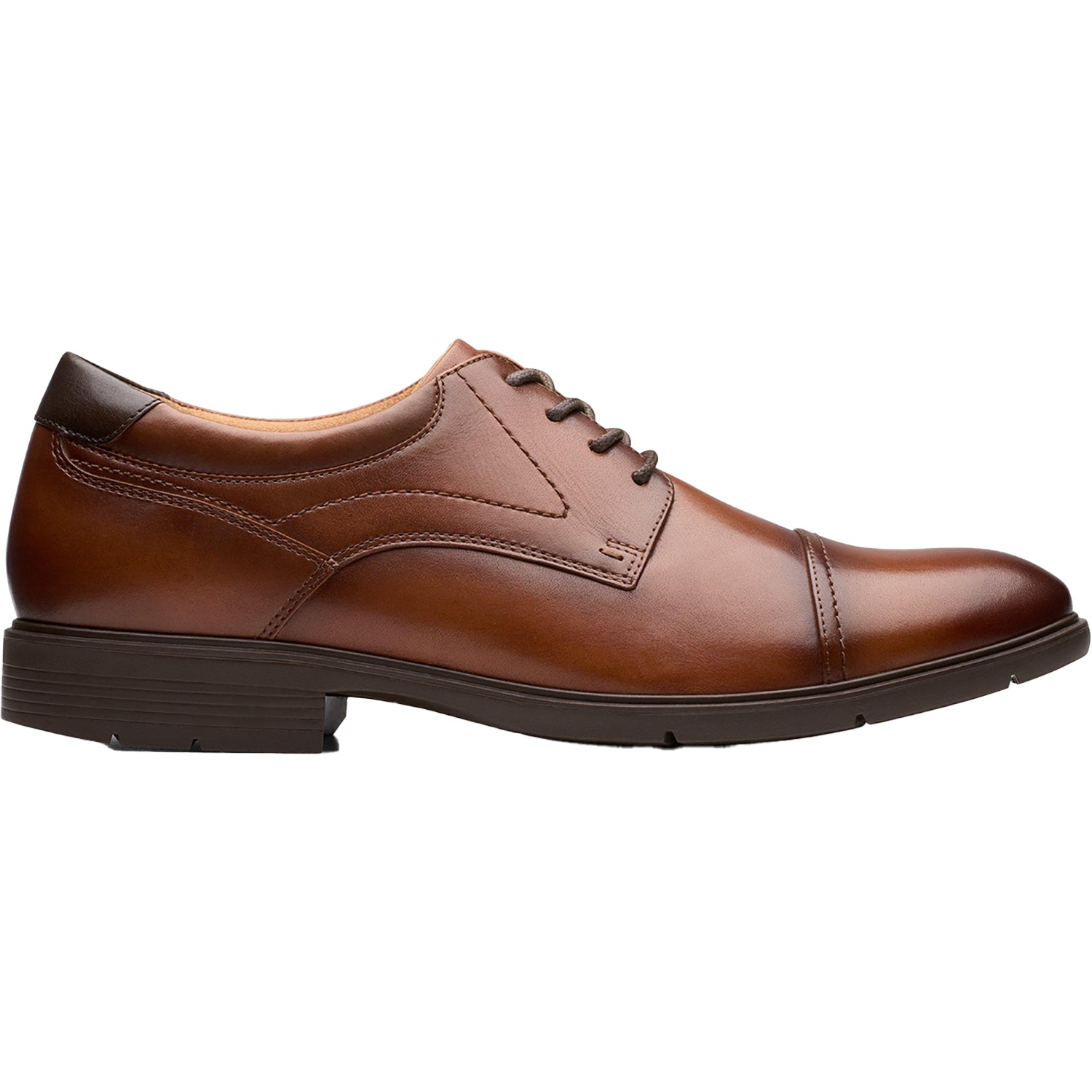 Mens Clarks Men's Clarks Eldredge Cap Dark Tan Leather Dark Tan Leather
