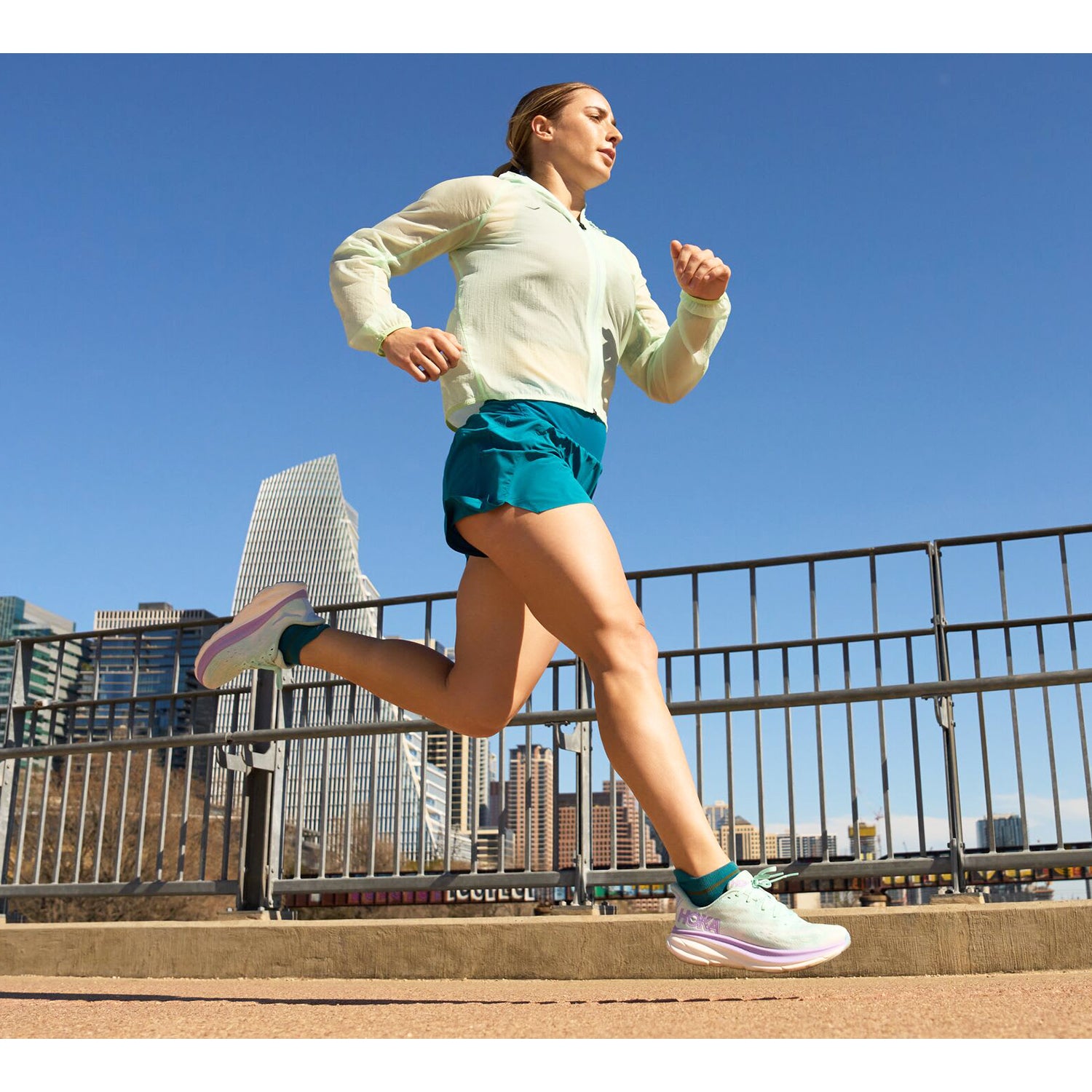 Womens Hoka one one Women's Hoka Clifton 9 Sunlit Ocean/Lilac Mist Mesh Sunlit Ocean/Lilac Mist Mesh