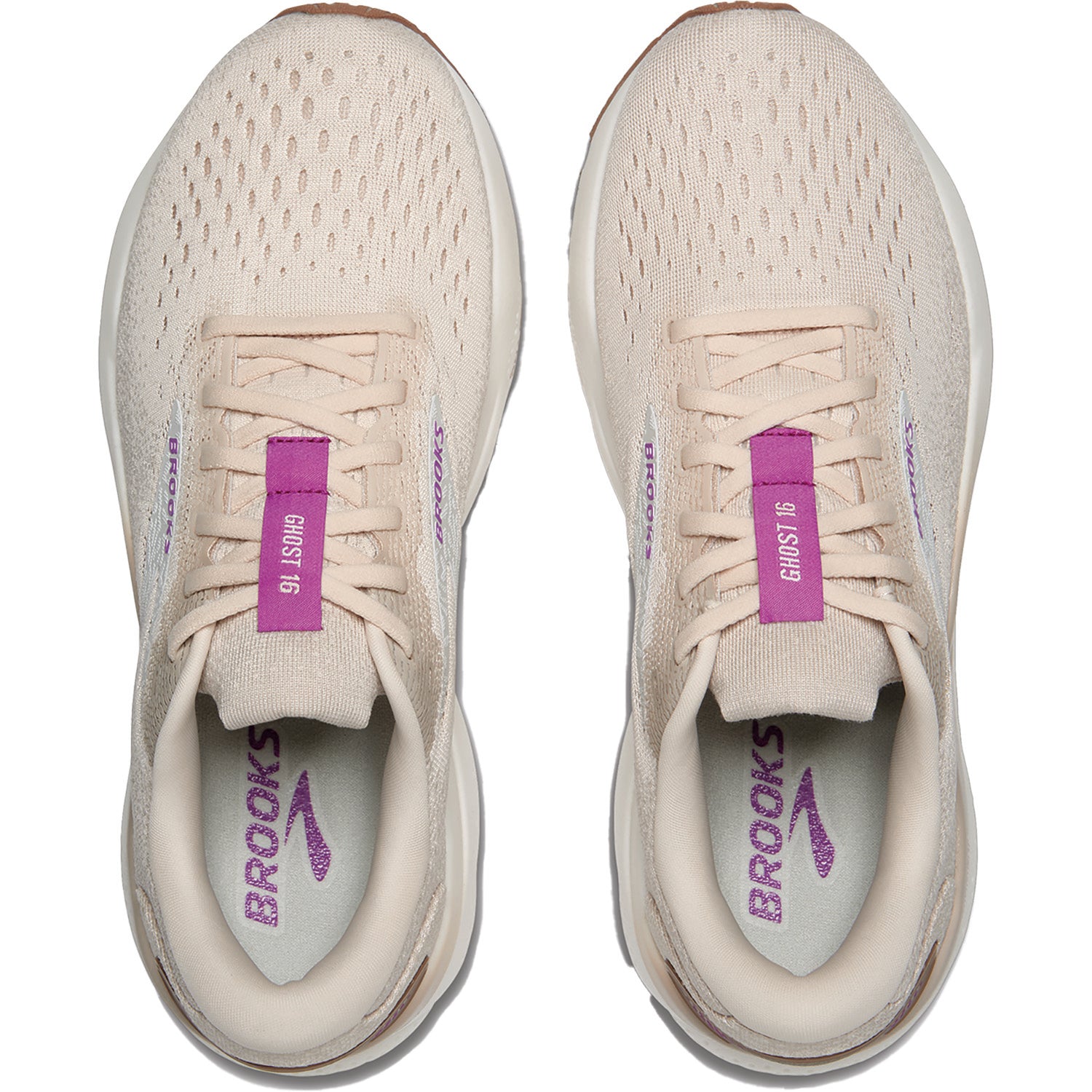 Womens Brooks Women's Ghost 16 Wom Almond Peach/Coconut/Purple Almond Peach/Coconut/Purple