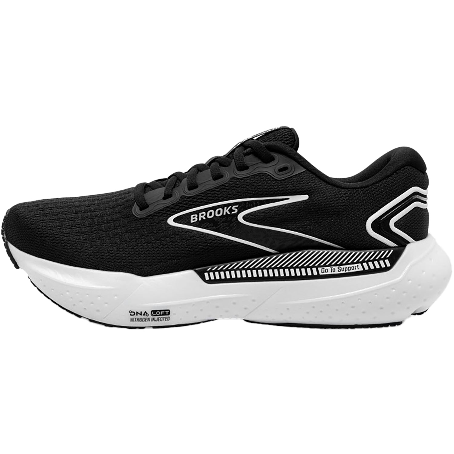 Mens Brooks Men's Brooks Glycerin GTS 21 Black/Grey/White Mesh Black/Grey/White Mesh