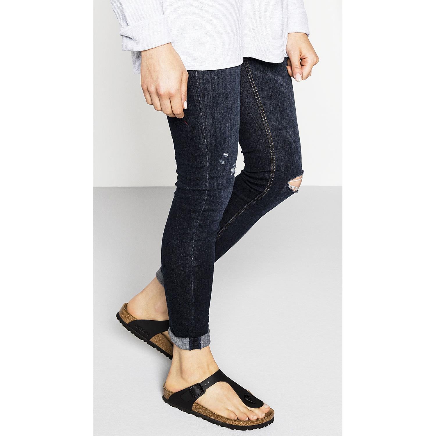 Womens Birkenstock Women's Birkenstock Gizeh Black Birko-Flor Black Birko-Flor