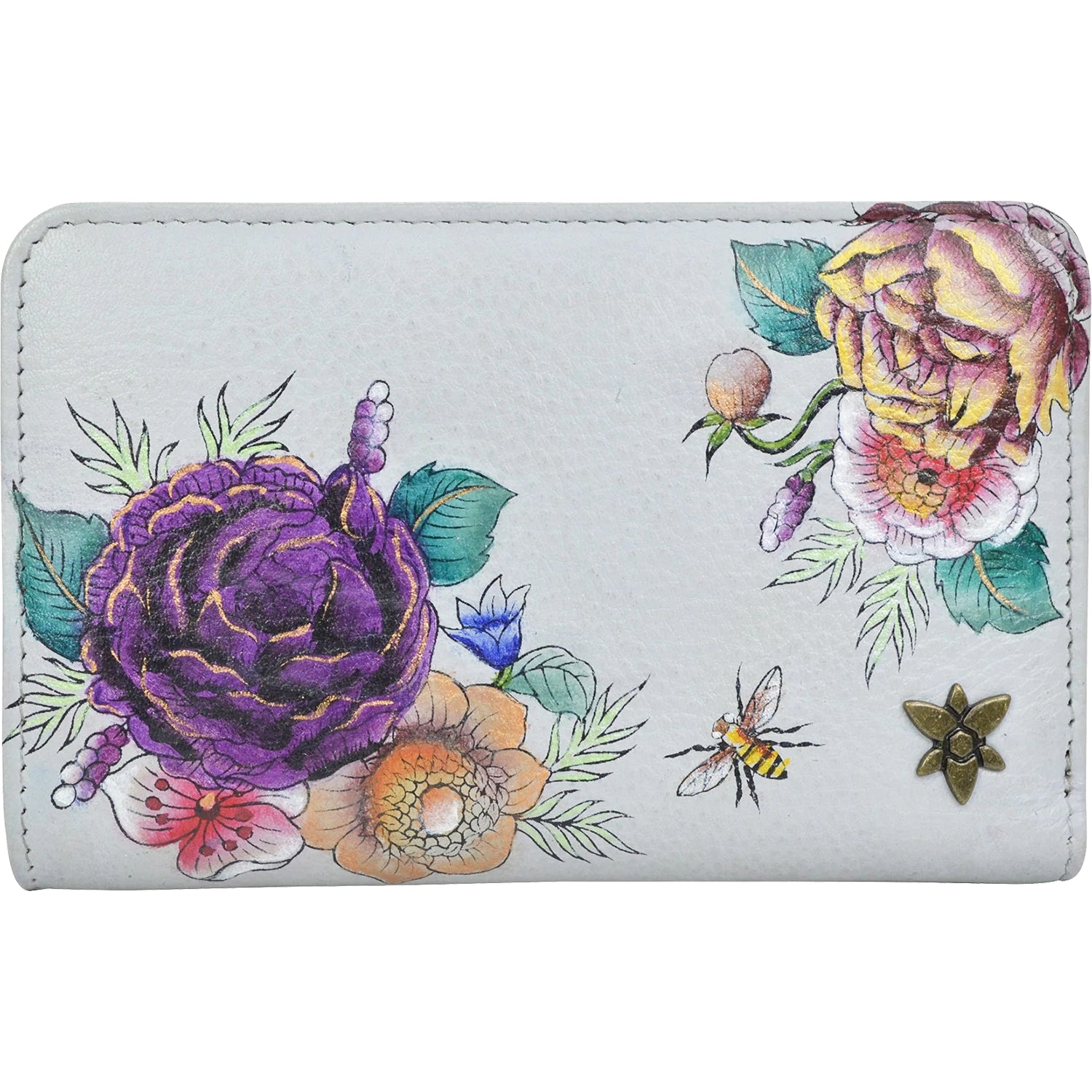 Womens Anuschka Anuschka Two Fold Small Wallet Floral Charm Leather Floral Charm Leather