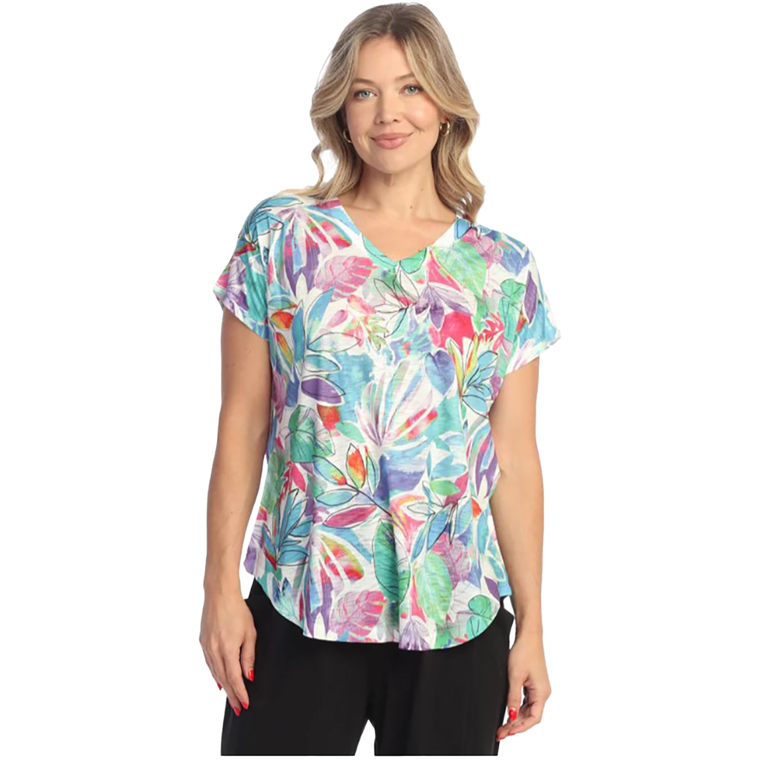 Womens Jess & jane Women's Jess & Jane SS V Neck Rio Rio