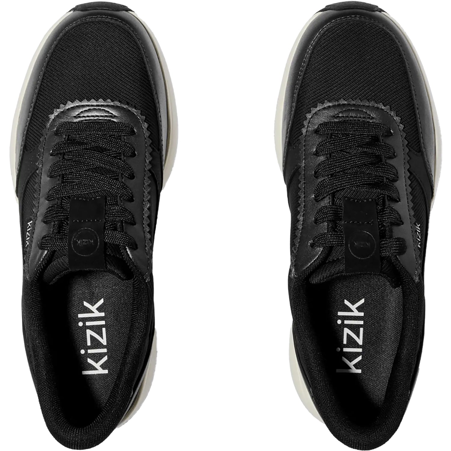 Womens Kizik Women's Kizik Paris Black/Pristine Leather Black/Pristine Leather