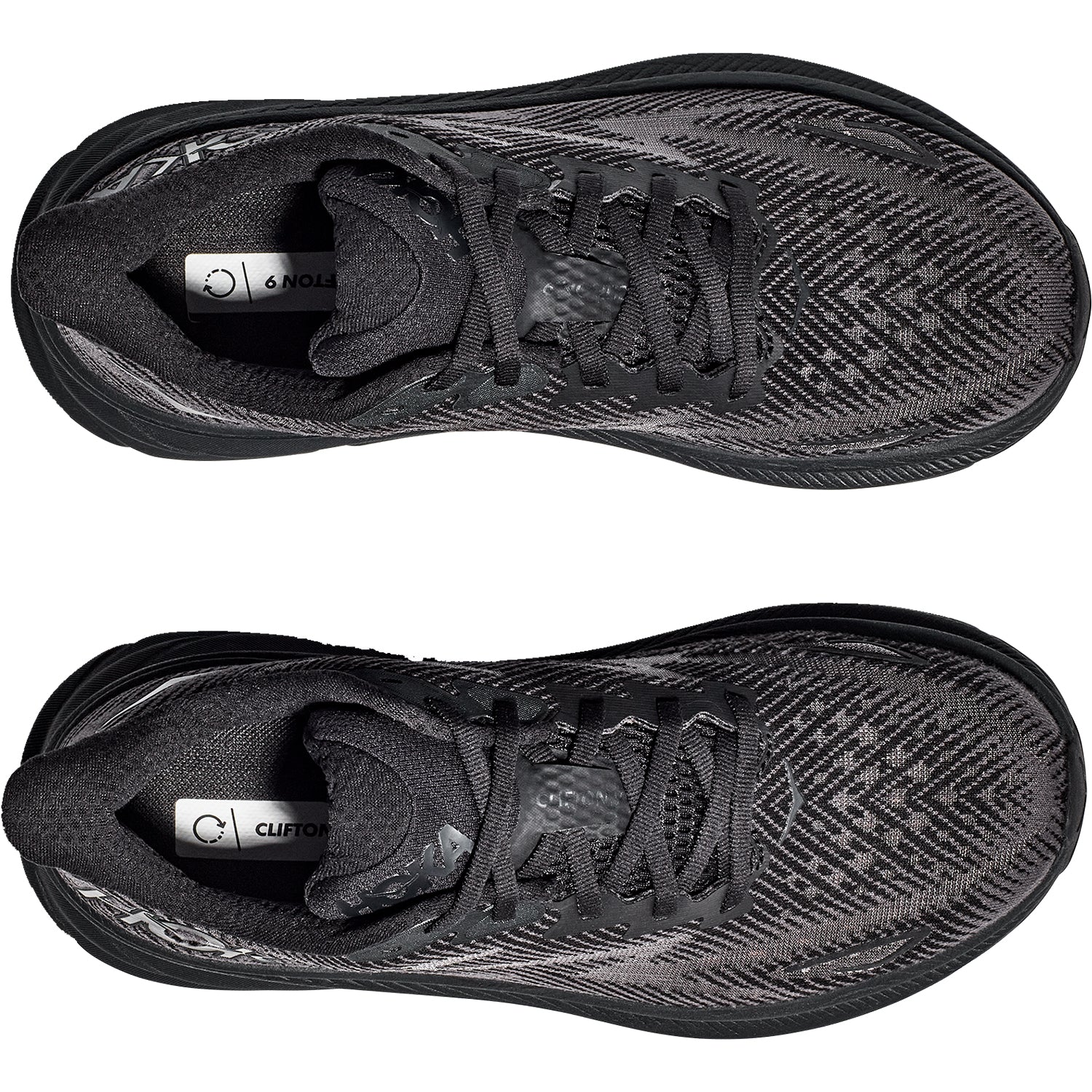 Mens Hoka one one Men's Hoka Clifton 9 Black/Black Mesh Black/Black Mesh