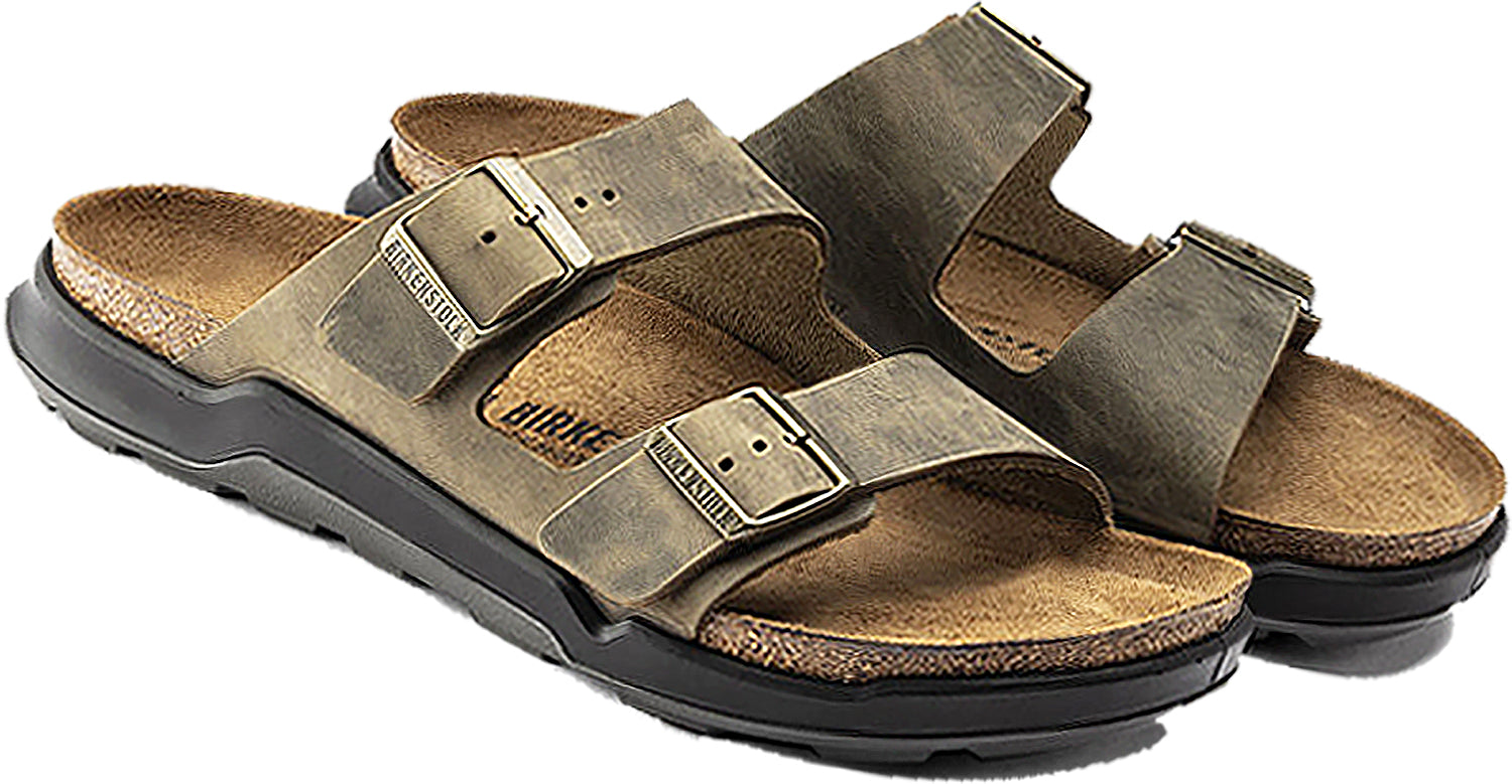 Mens Birkenstock Men's Birkenstock Arizona Rugged Faded Khaki Oiled Leather Faded Khaki Rugged Oiled Leather