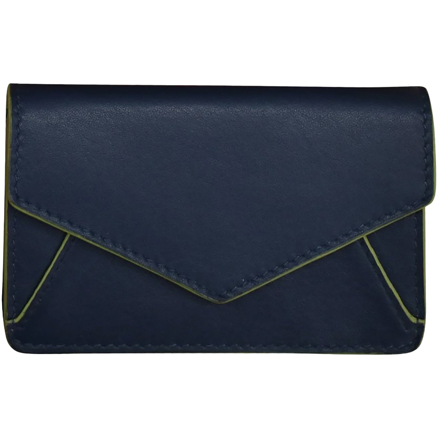 Womens Ili new york ili New York Envelope Business Card Case Navy/Pear Leather Navy/Pear Leather