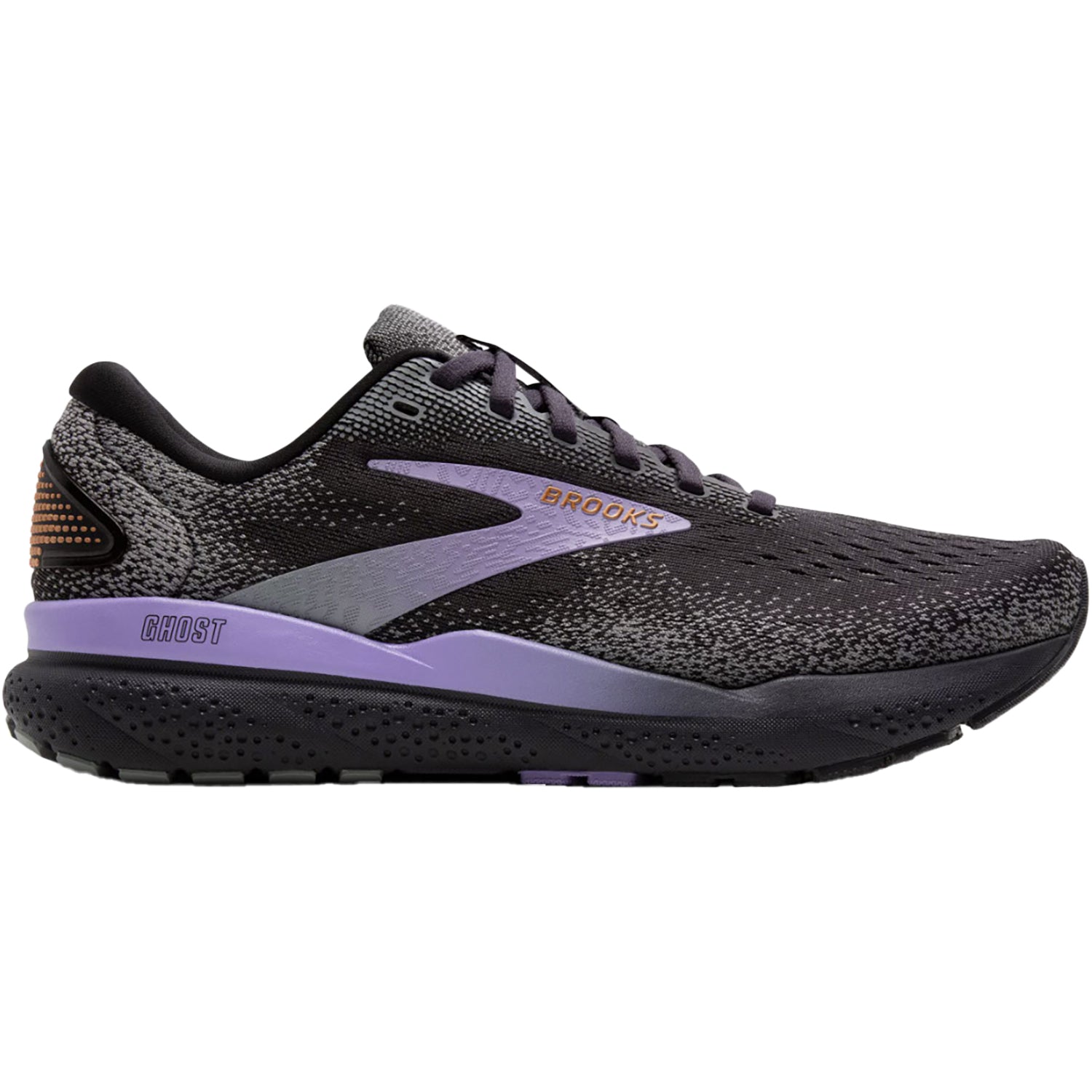 Womens Brooks Women's Brooks Ghost 16 Ebony/Lavender/Copper Mesh Ebony/Lavender/Copper Mesh