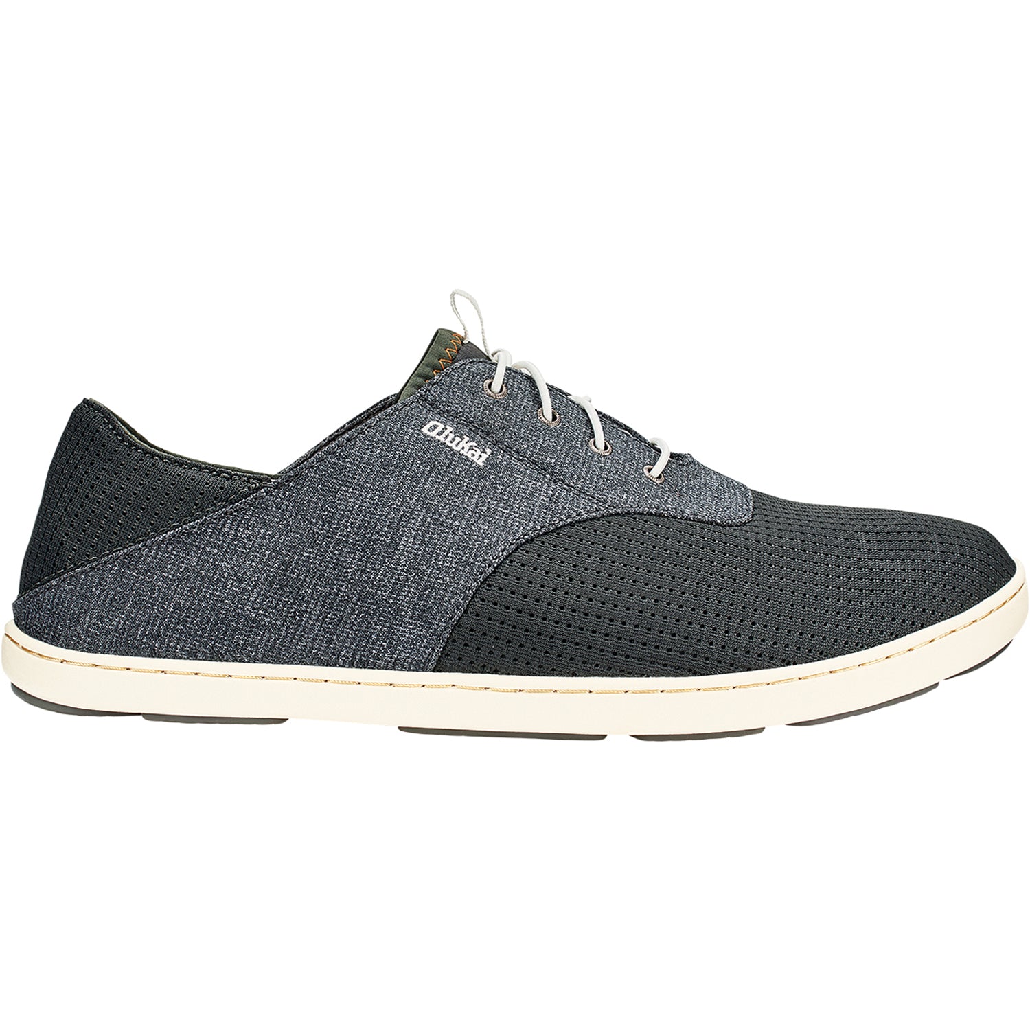 Mens Olukai Men's OluKai Nohea Moku Dark Shadow/Dark Shadow Canvas/Mesh Dark Shadow/Dark Shadow Canvas/Mesh