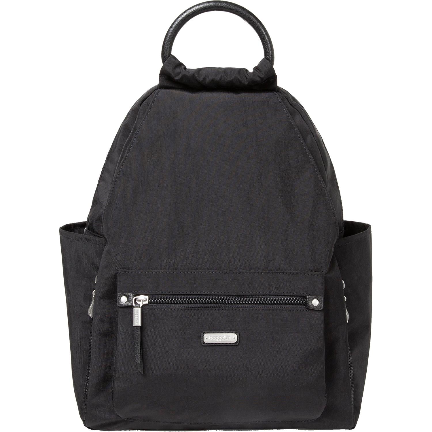 Womens Baggallini Baggallini All Day Backpack With RFID Phone Wristlet Black Nylon Black Nylon