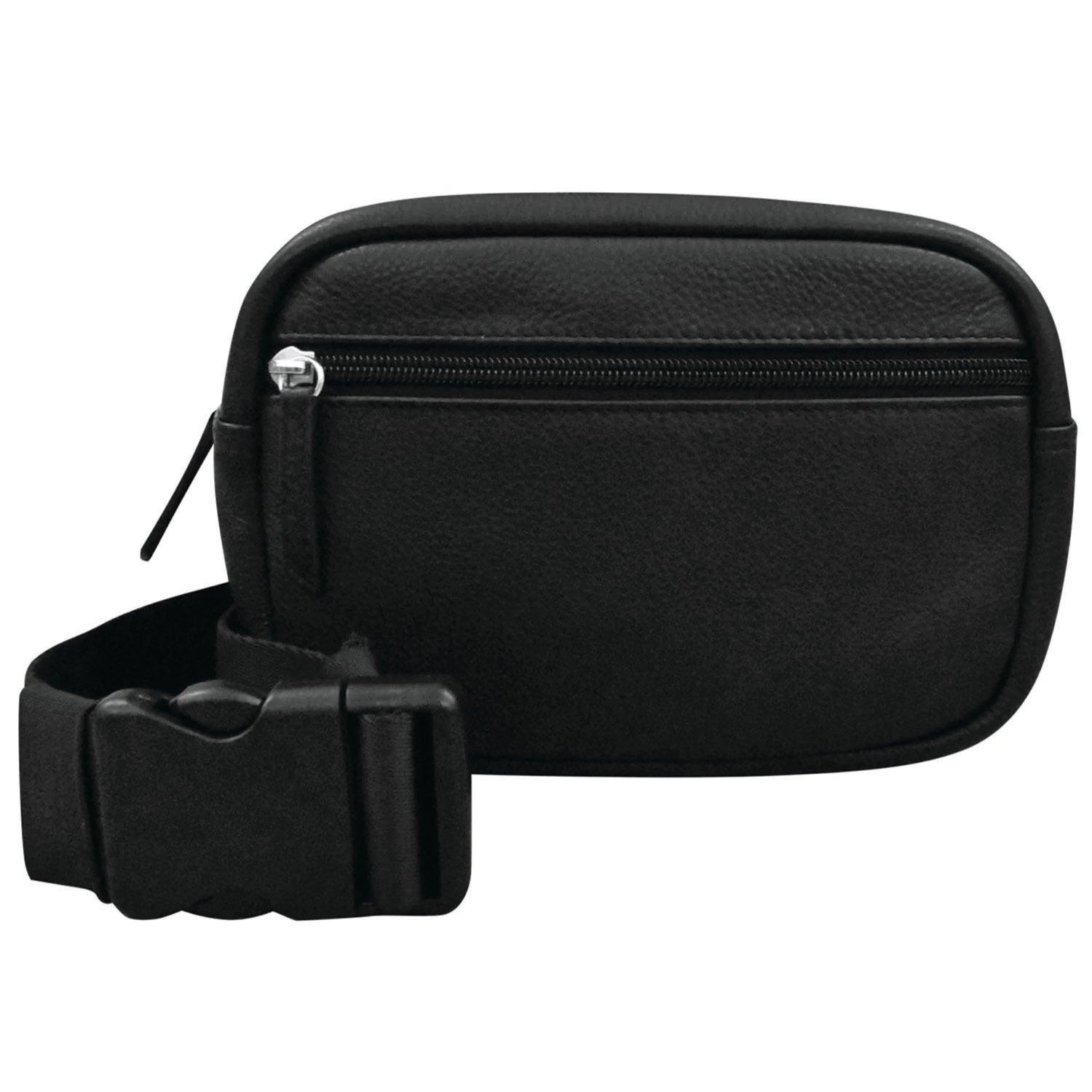 Womens Ili new york ili New York Zip Belt Bag Black Leather Black