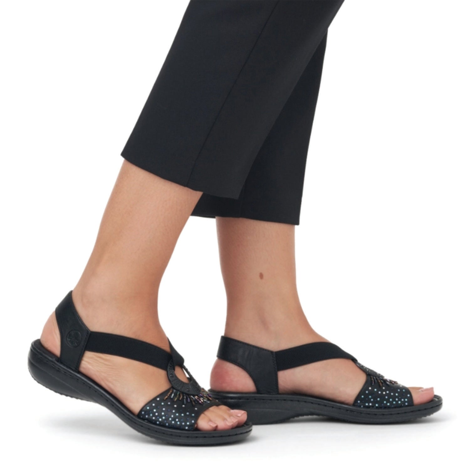 Womens Rieker Women's Rieker 60880-00 Black With Beads Synthetic Black W Beads Synthetic