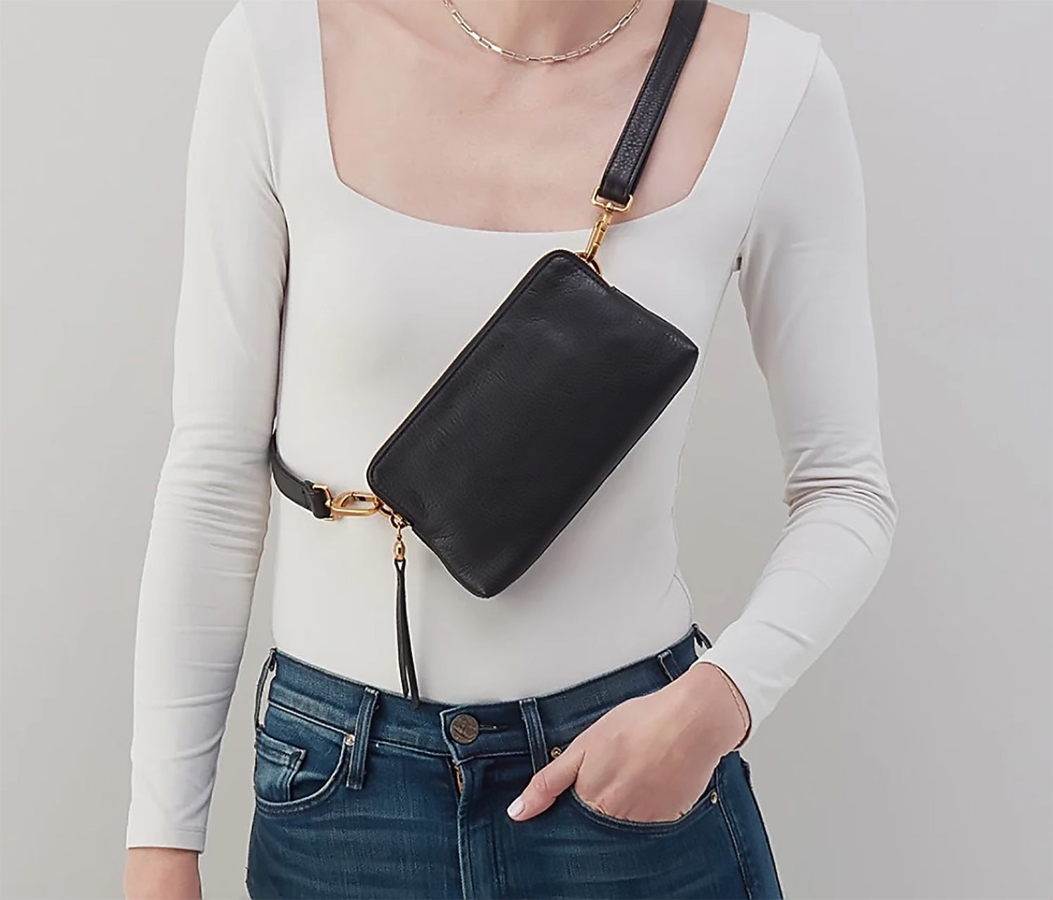 Womens Hobo Hobo International Fern Slim Belt Bag Pebbled Black Pebbled Black