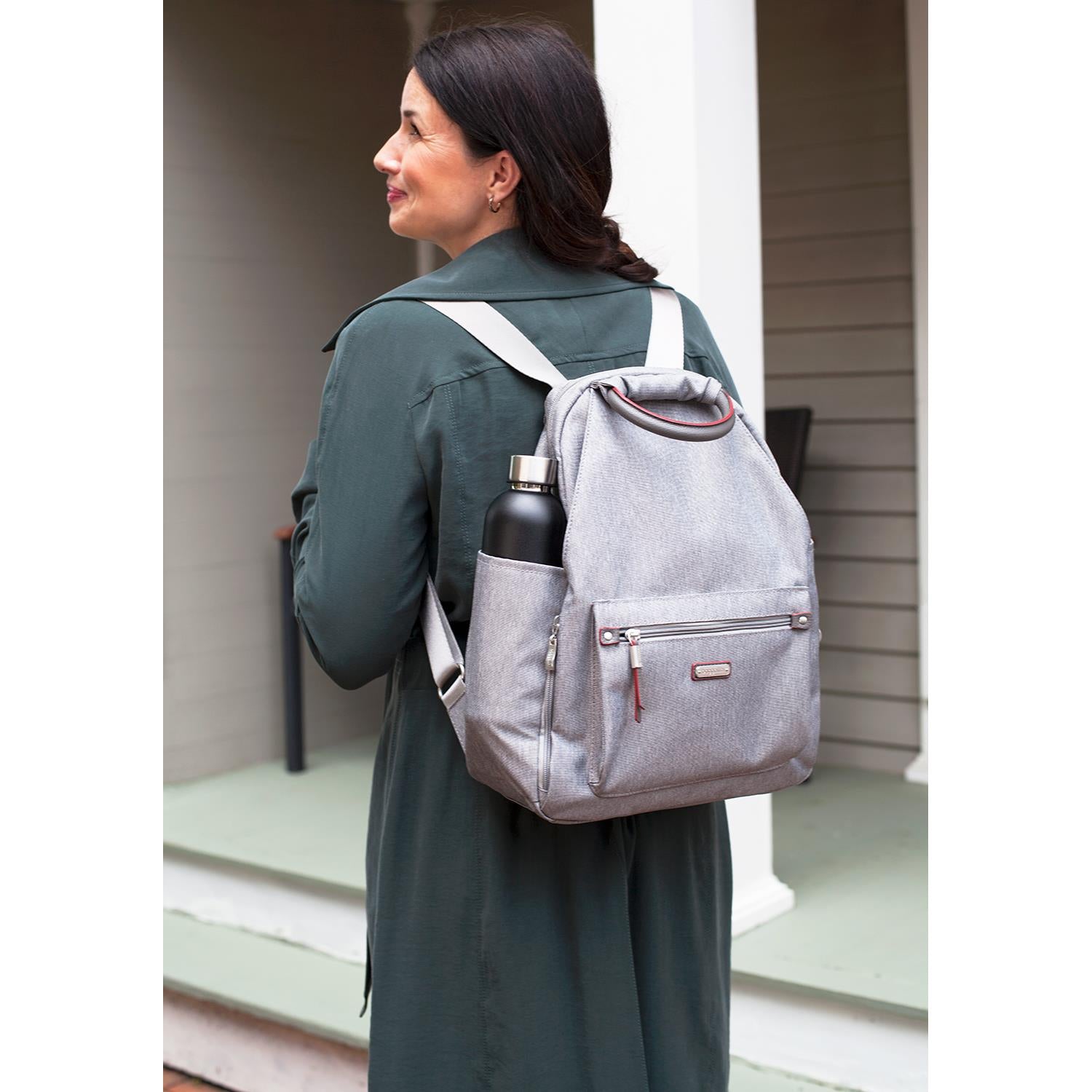 Womens Baggallini Baggallini All Day Backpack With RFID Phone Wristlet Black Nylon Black Nylon