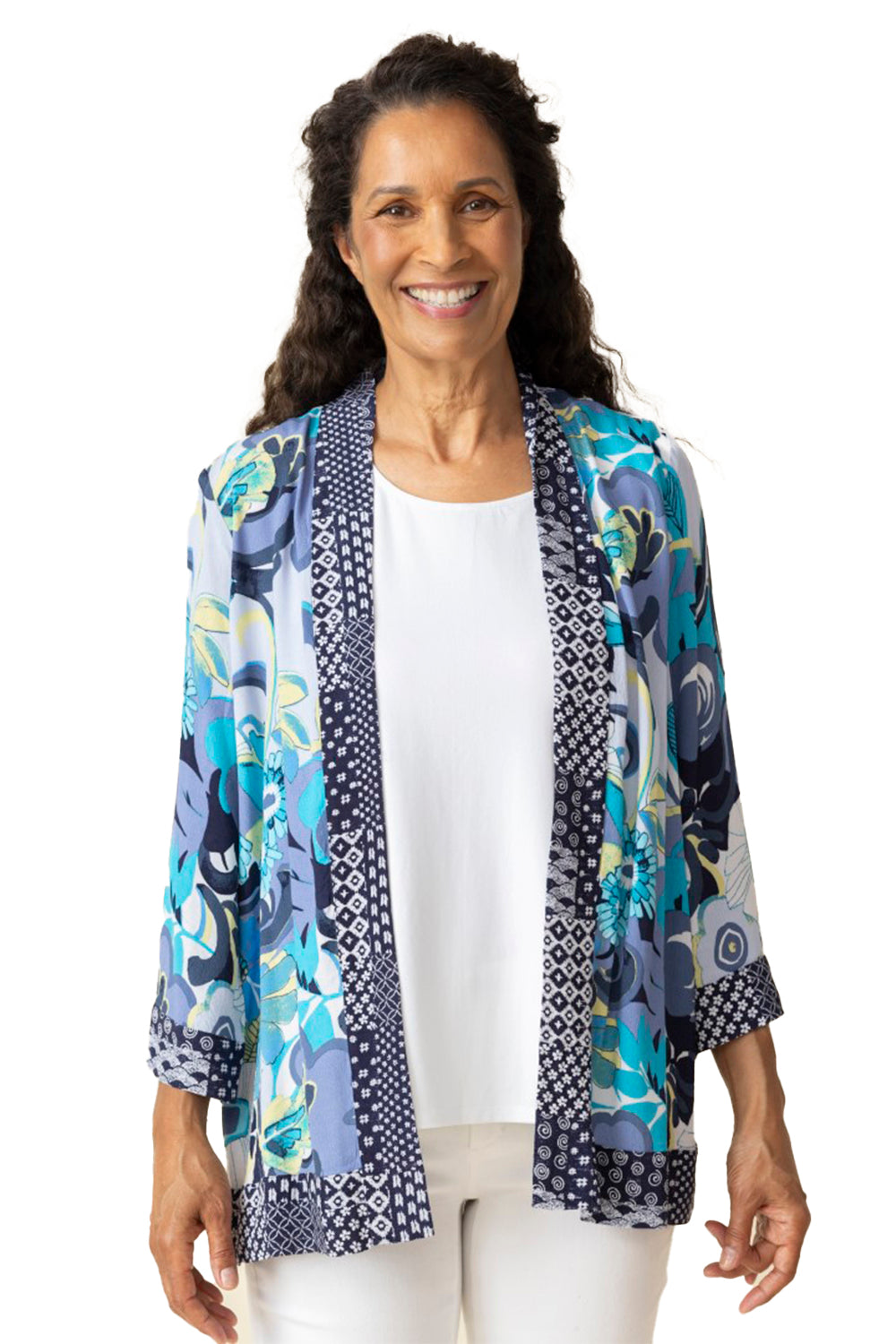 Womens Habitat Women's Habitat Viscose Rayon Beach Mix Kimono Cover Up Indigo Indigo