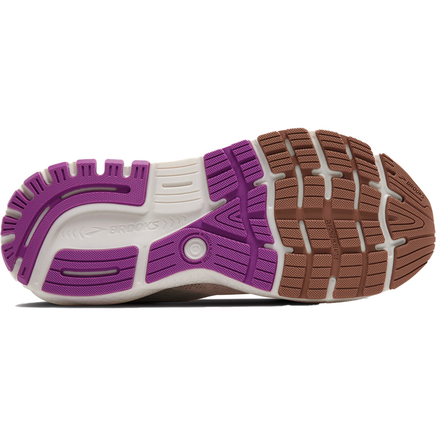 Womens Brooks Women's Ghost 16 Wom Almond Peach/Coconut/Purple Almond Peach/Coconut/Purple