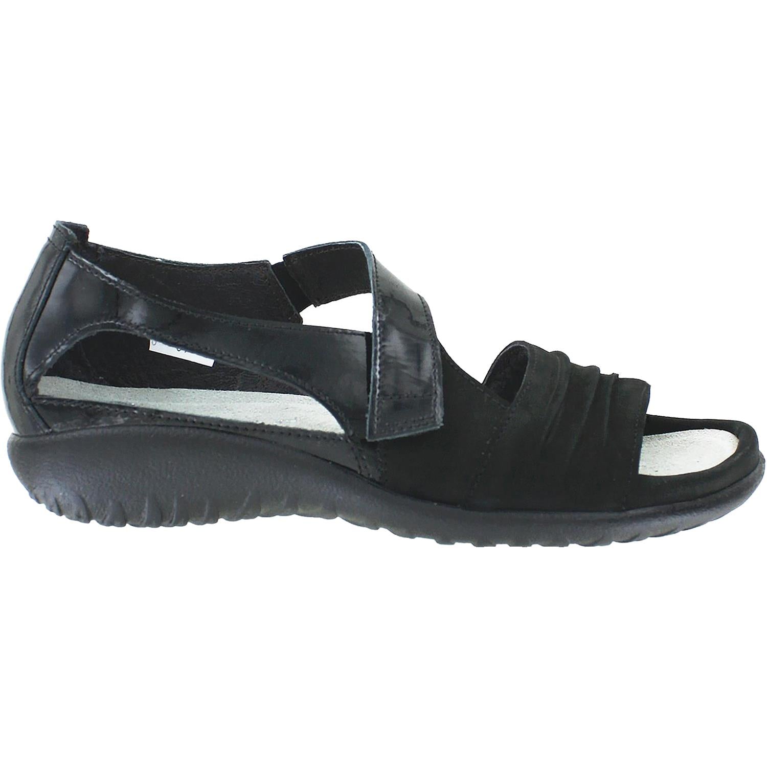 Womens Naot Women's Naot Papaki Black Patent/Black Velvet Leather Black Patent/Black Velvet Leather