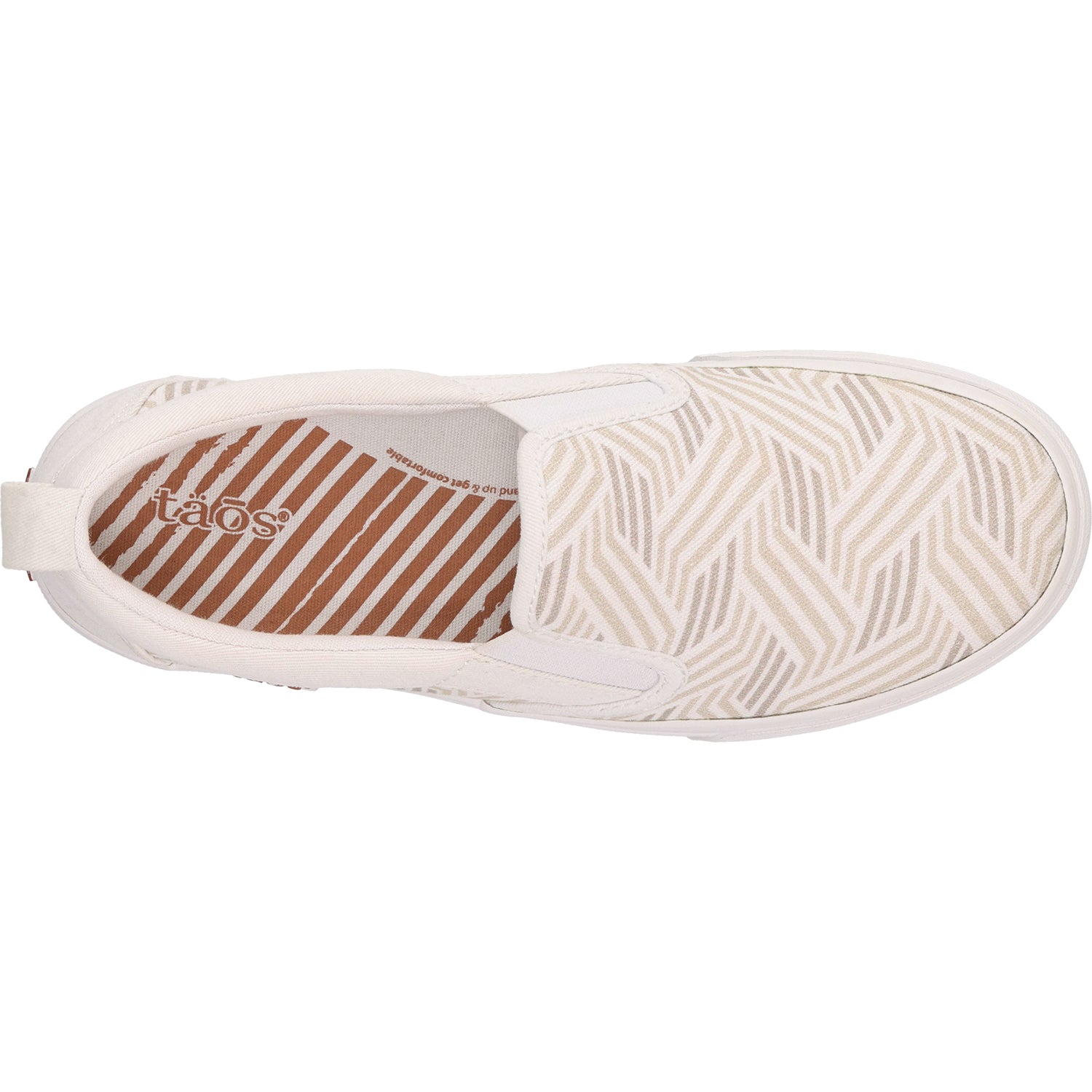 Womens Taos Women's Taos Rubber Soul Geo Print White Canvas Geo Print White Canvas
