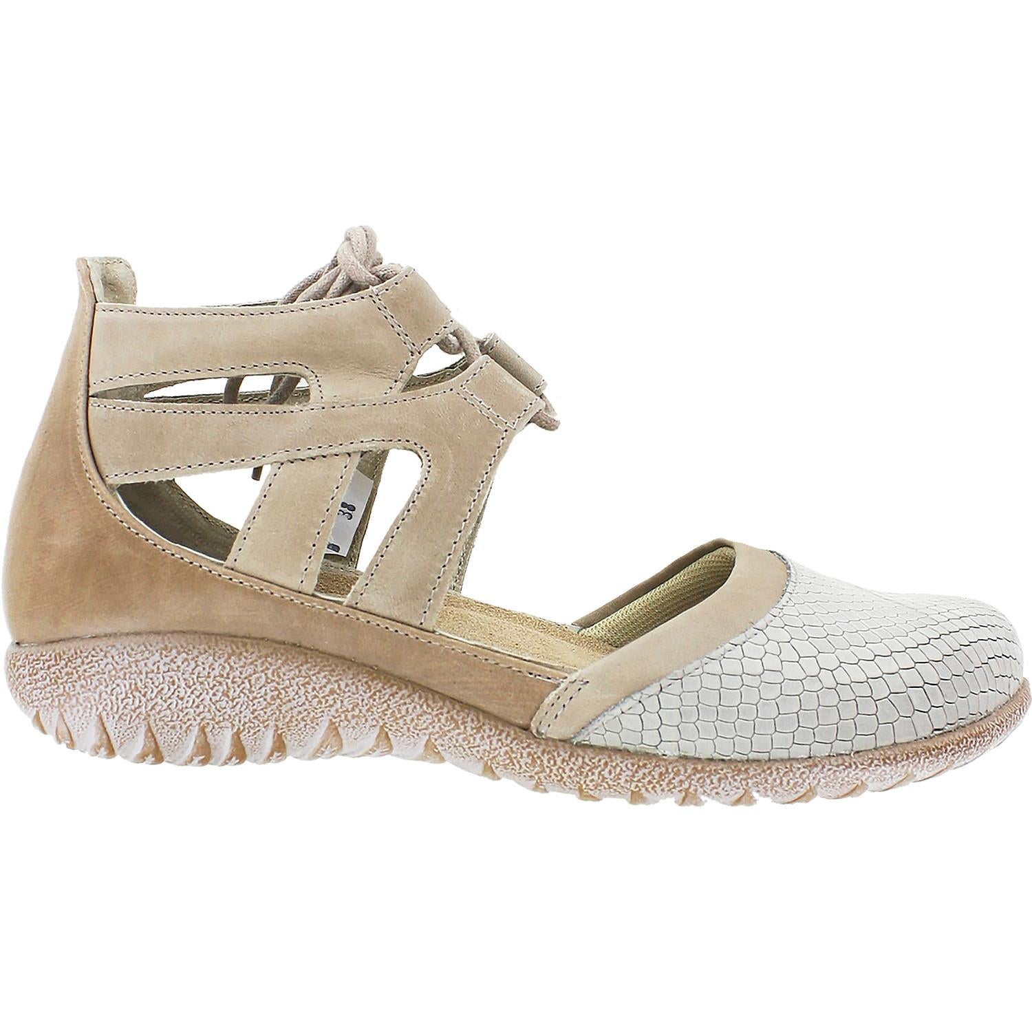 Womens Naot Women's Naot Kata Beige Iguana/Khaki Leather Beige Iguana/Khaki Leather