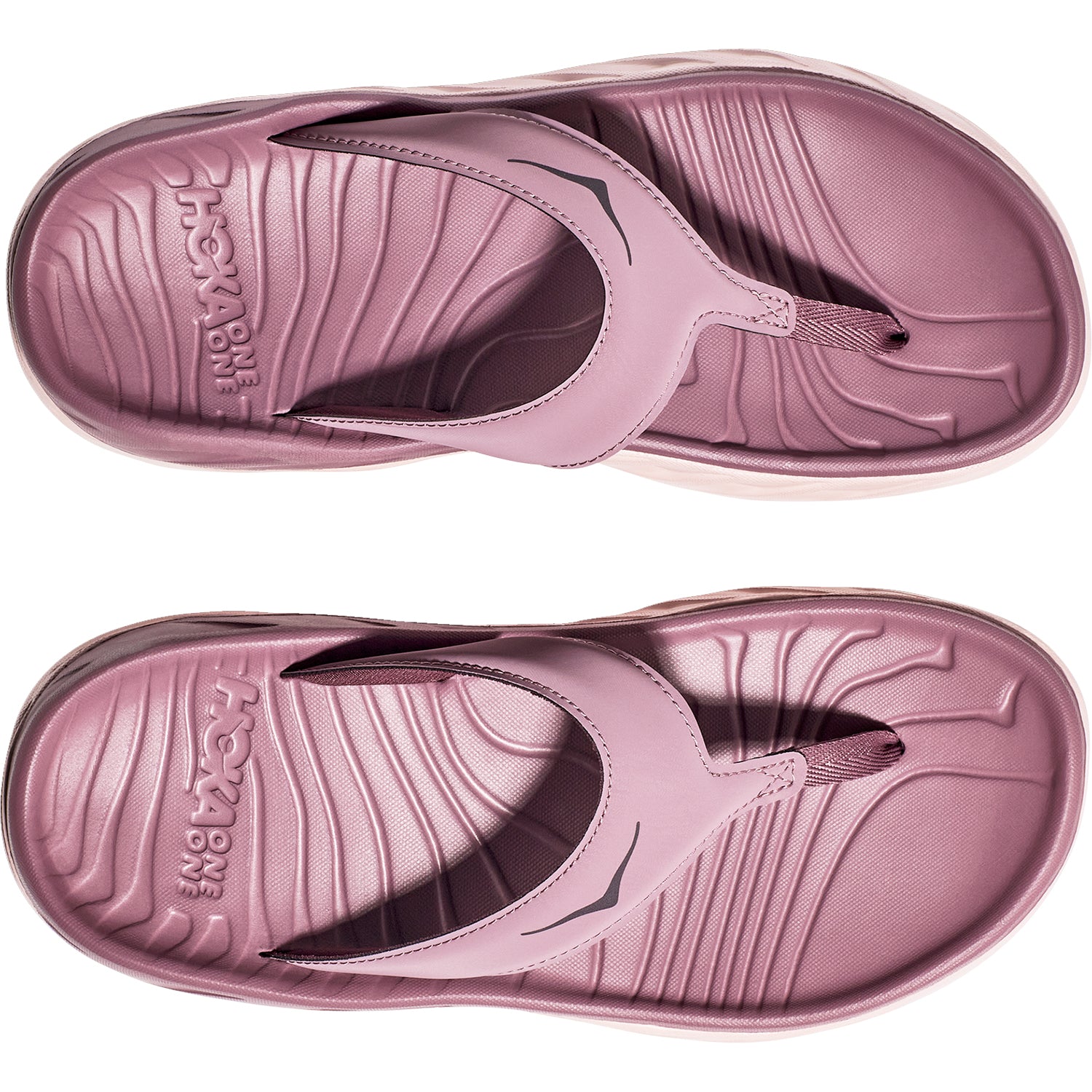 Womens Hoka one one Women's Hoka Ora Recovery Flip Wistful Mauve/Peach Fabric Wistful Mauve/Peach Fabric