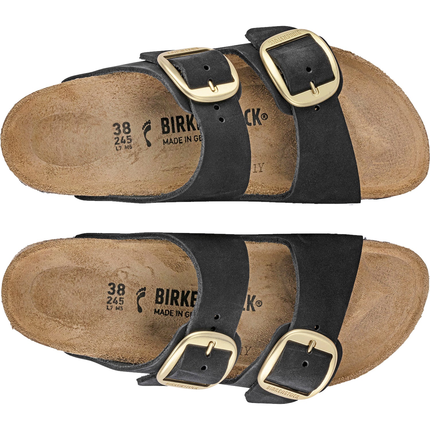 Womens Birkenstock Women's Birkenstock Arizona Big Buckle Black Nubuck Black Nubuck