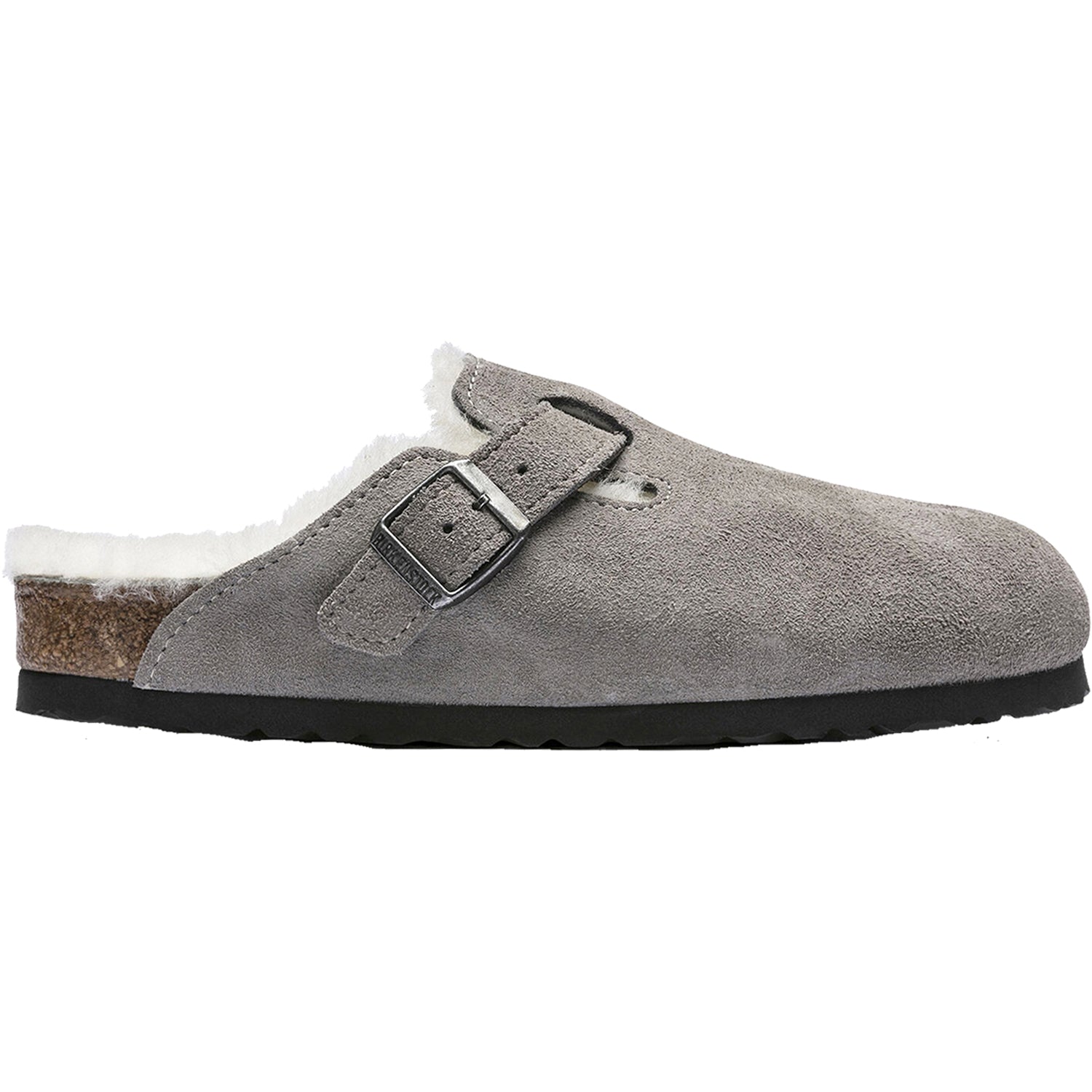 Unisex Birkenstock Unisex Birkenstock Boston Shearling Stone Coin Suede / Natural Shearling Stone Coin Suede