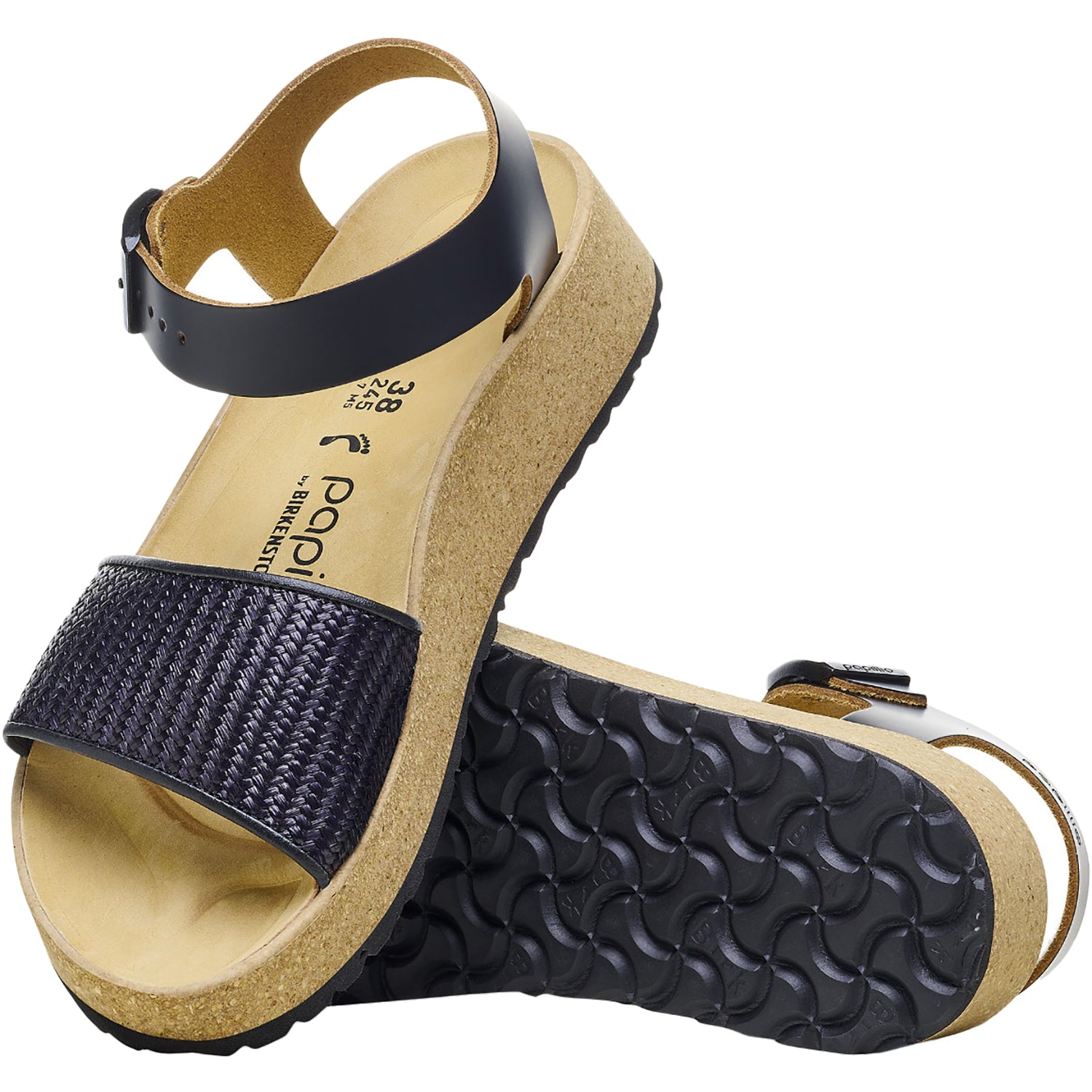 Womens Birkenstock Women's Birkenstock Papillio Glenda Black/Raffia Leather Black/Raffia Leather
