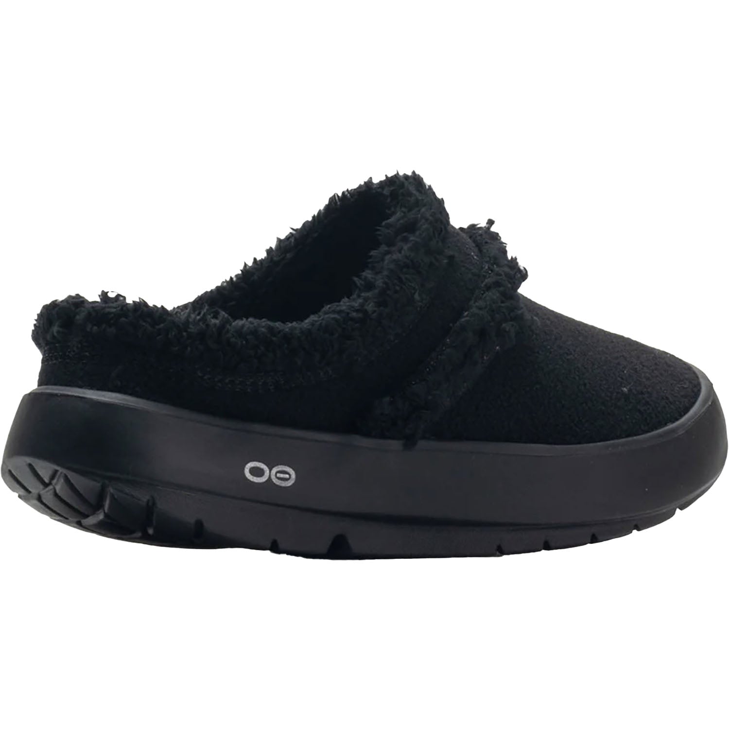 Womens Oofos Women's OOFOS OOcoozie Mule Black Vegan Sherpa Black Vegan Sherpa