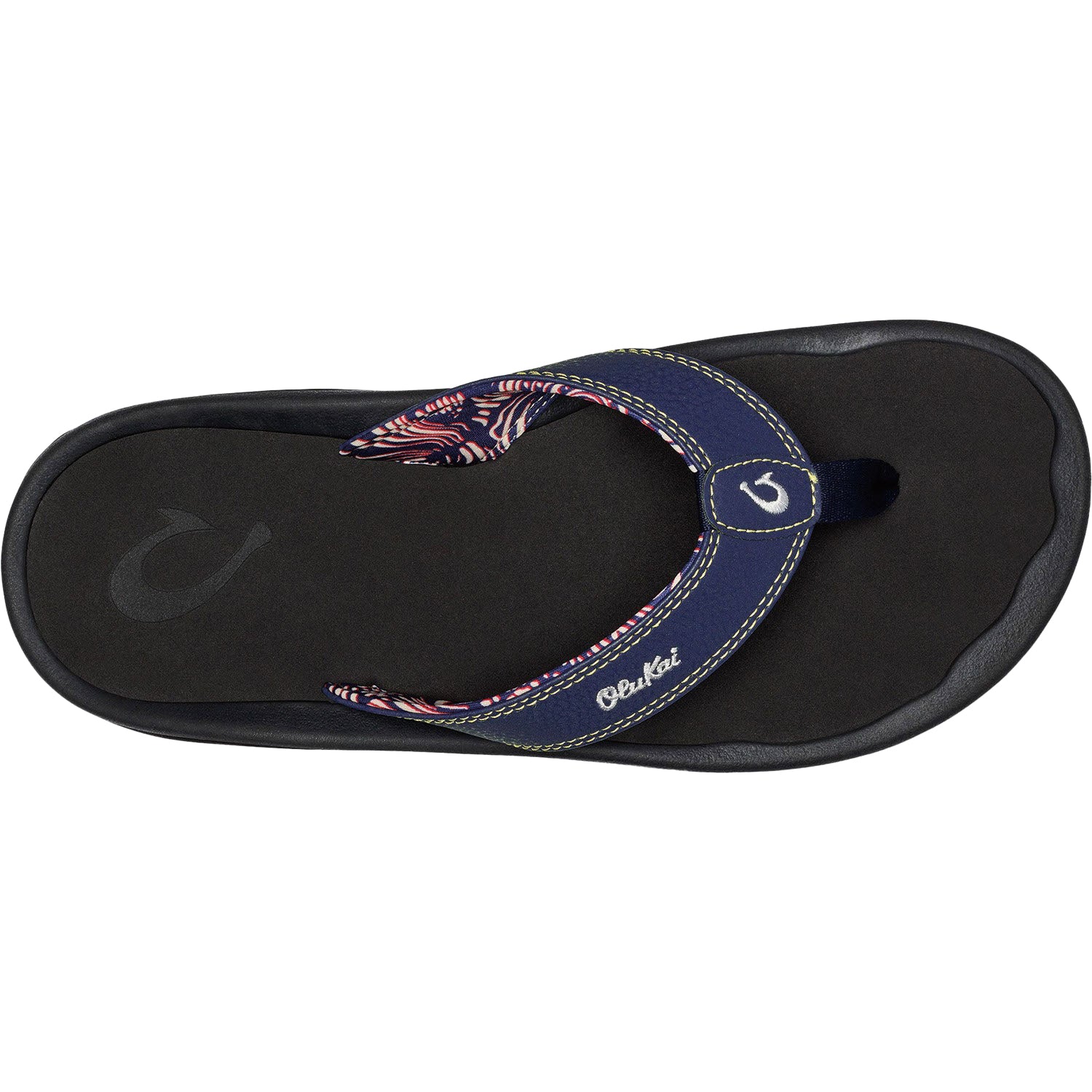 Mens Olukai Men's OluKai Ohana Navy/Onyx Synthetic Leather Navy/Onyx Synthetic Leather