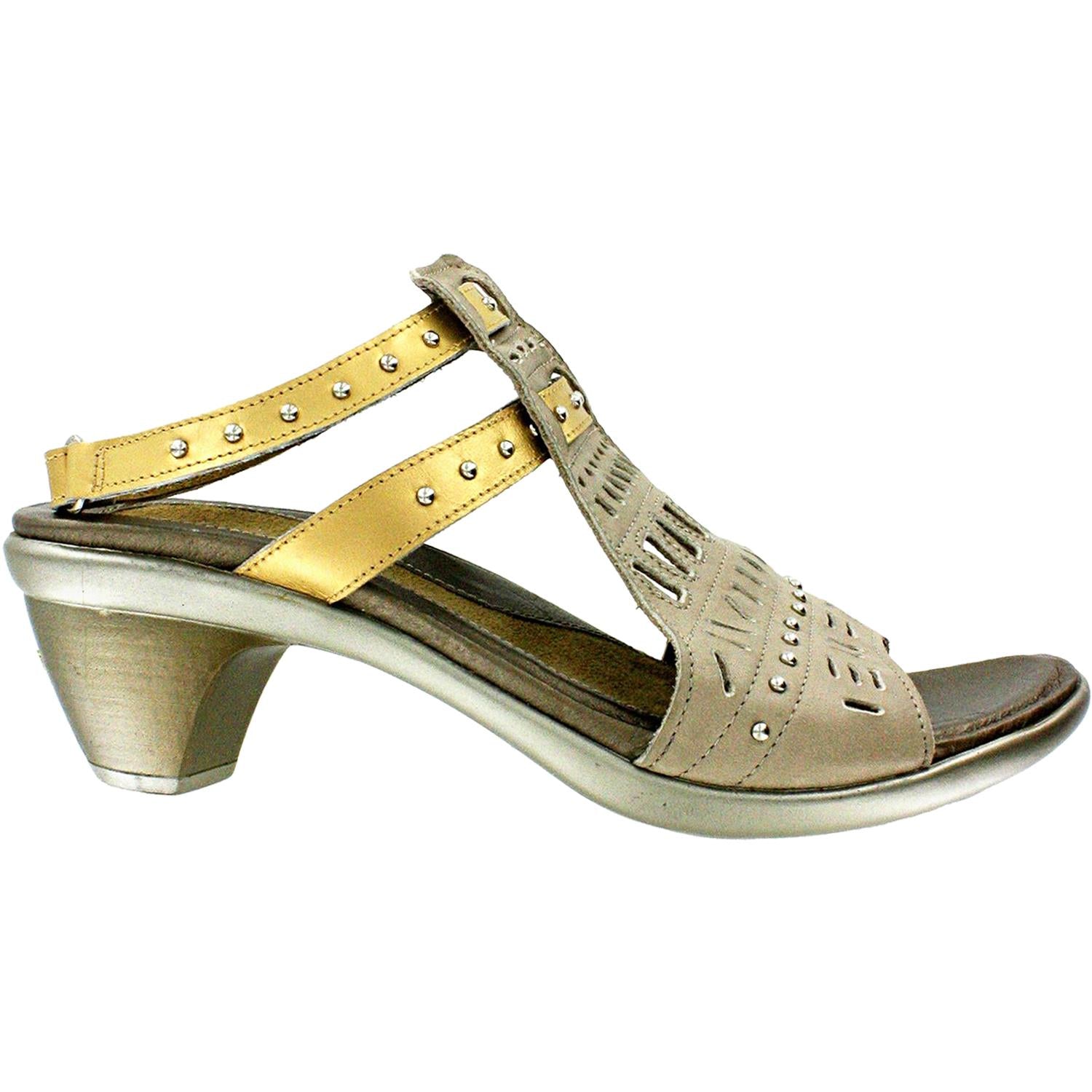 Womens Naot Women's Naot Vogue Linen/Gold Sheen Leather Linen/Gold Sheen Leather