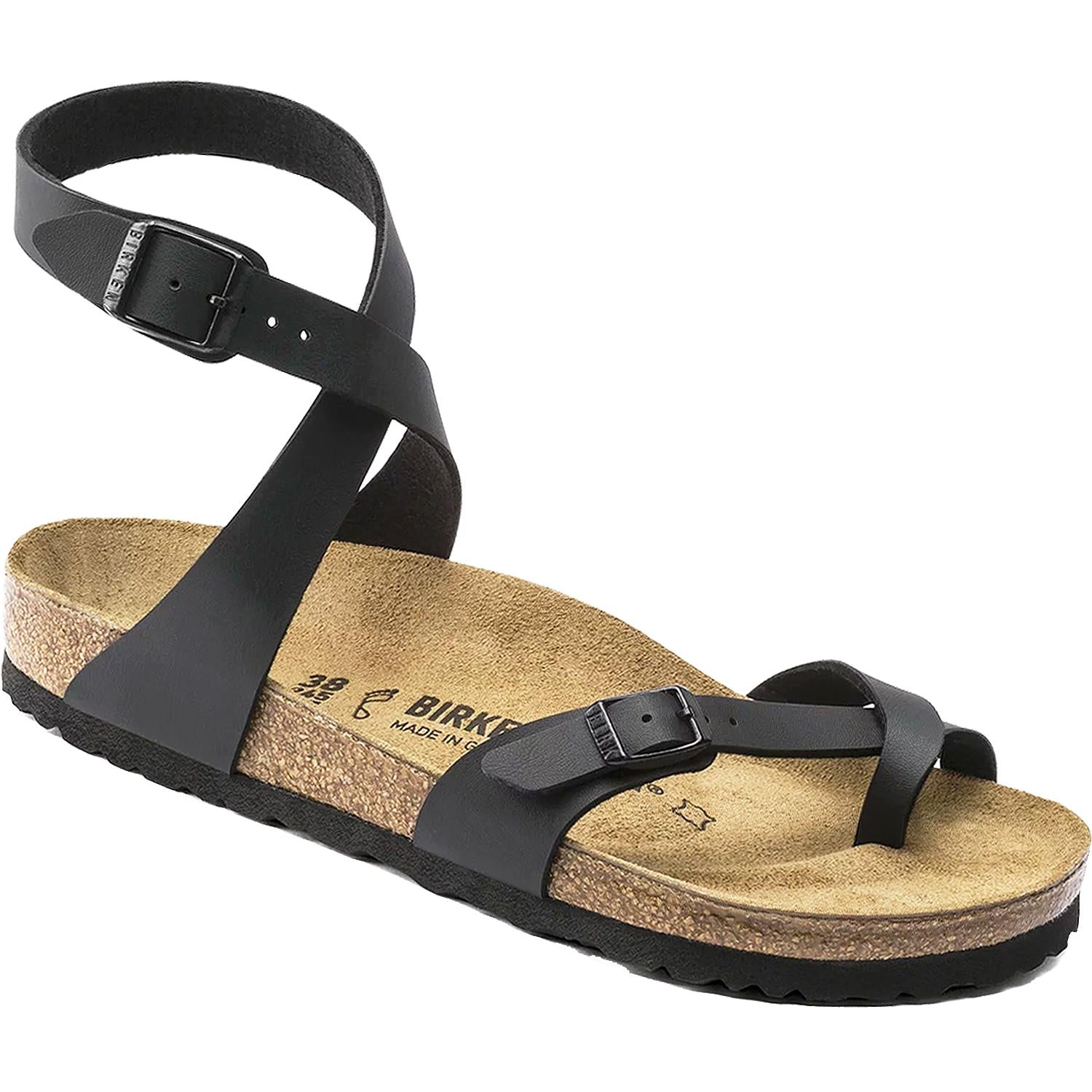 Womens Birkenstock Women's Birkenstock Yara Black Birko-Flor Black Birko-Flor