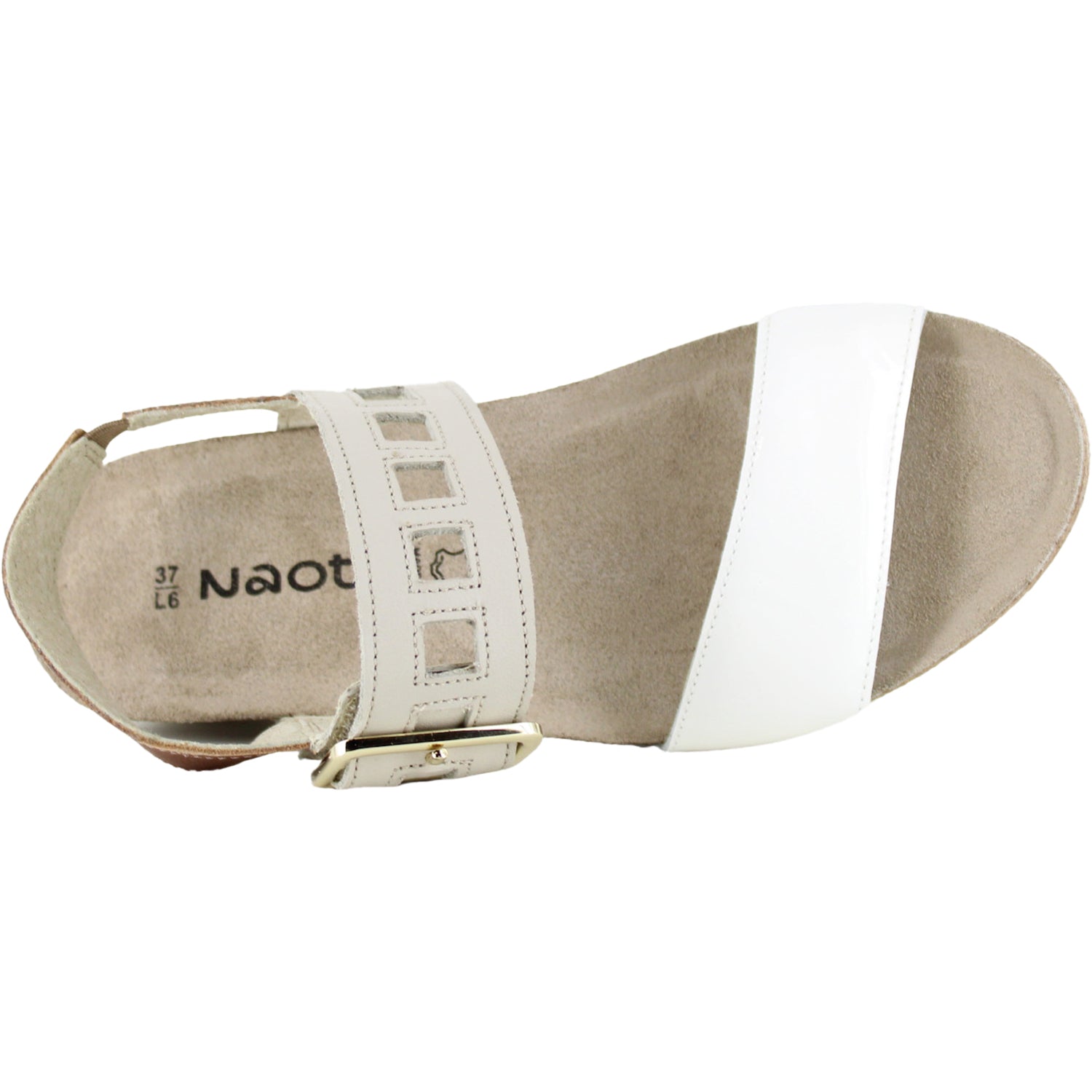 Womens Naot Women's Naot Dynasty Porcelain Pearl/Soft Ivory/Latte Leather Porcelain Pearl/Soft Ivory/Latte Leather