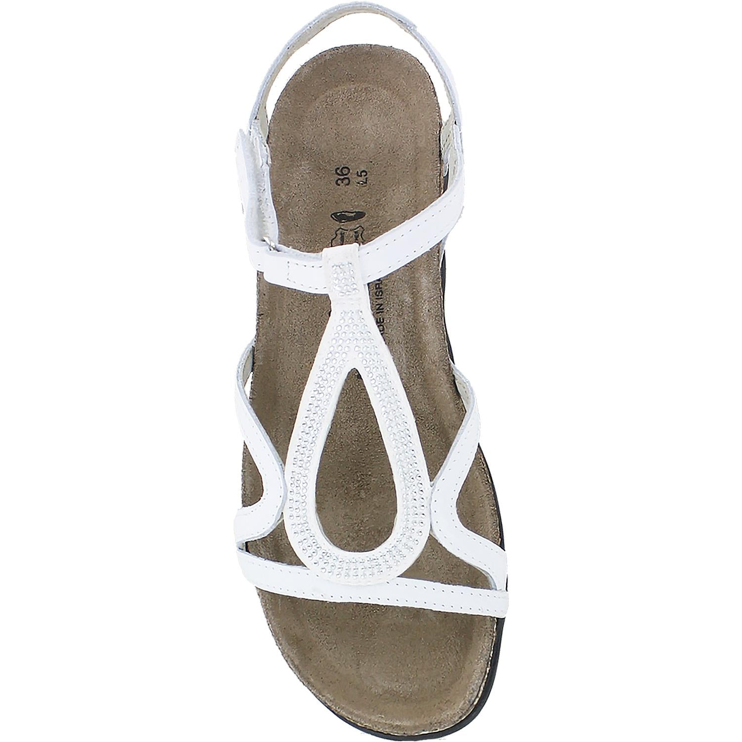 Womens Naot Women's Naot Tamara White Leather W/Silver Rivets White Leather W/Silver Rivets