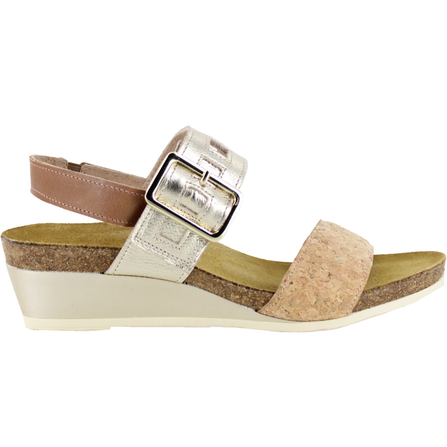 Womens Naot Women's Naot Dynasty Cork/Radiant Gold/Latte Leather Cork/Radiant Gold/Latte Leather