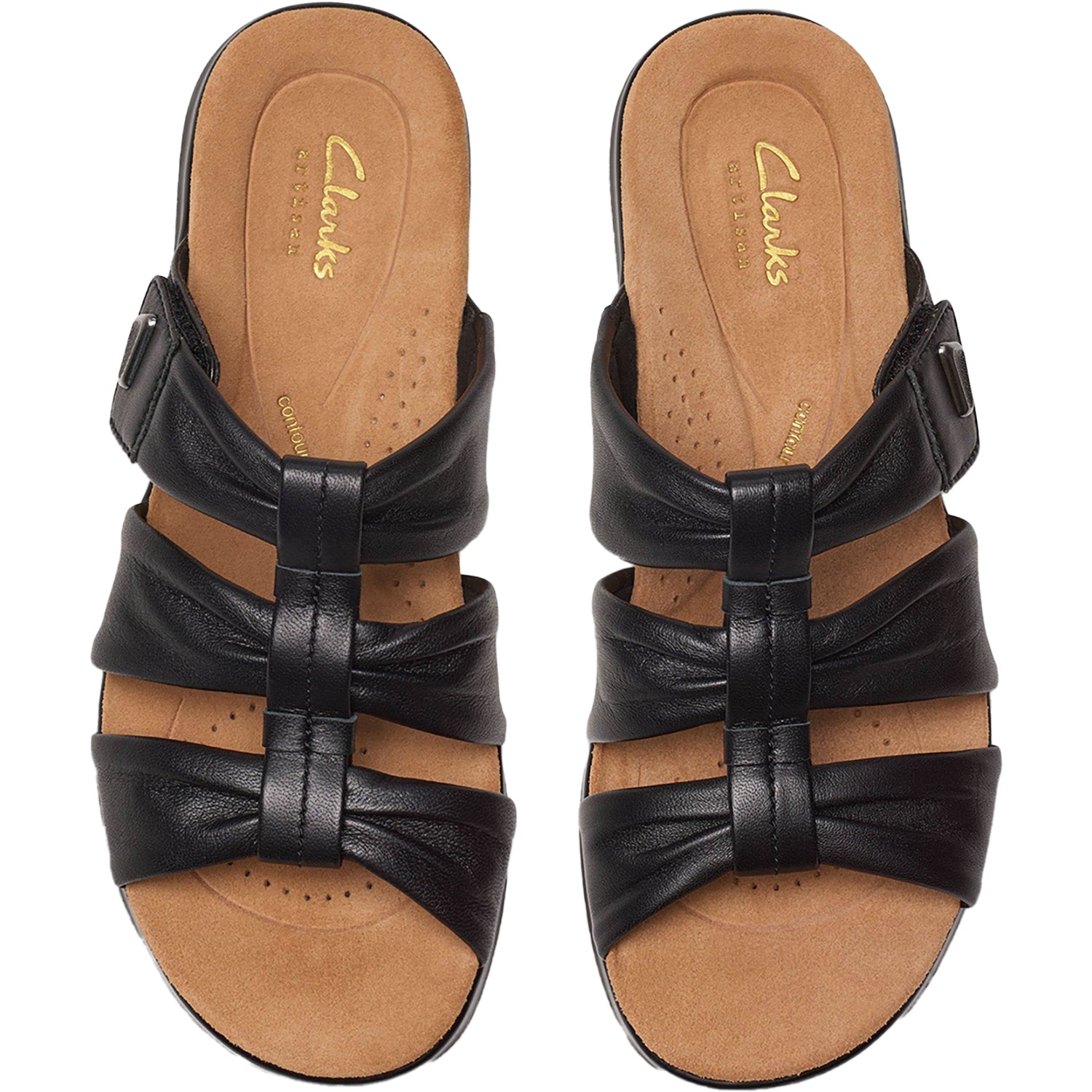 Womens Clarks Women's Clarks Kitly Slide Black Leather Black Leather