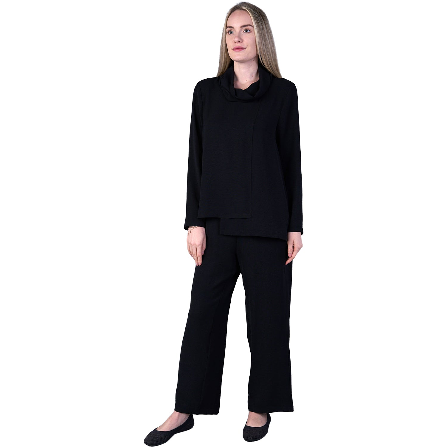 Womens Shana apparel Women's Shana Apparel Cowl Neck Top Black Black