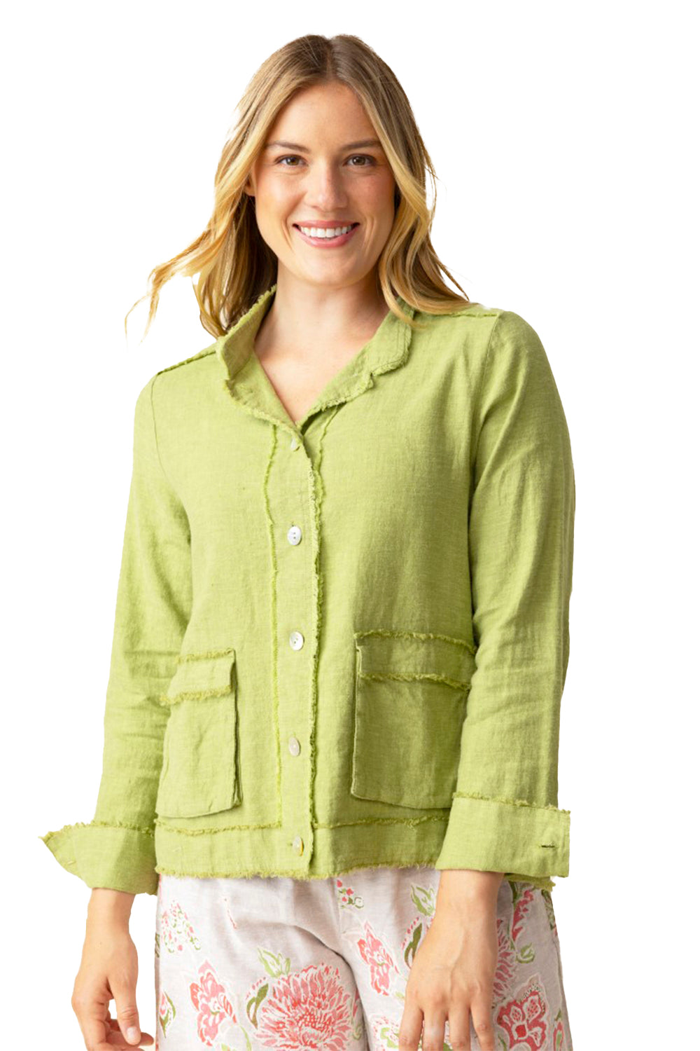 Womens Habitat Women's Habitat Linen Solid Summer Breeze Jkt Leaf Leaf