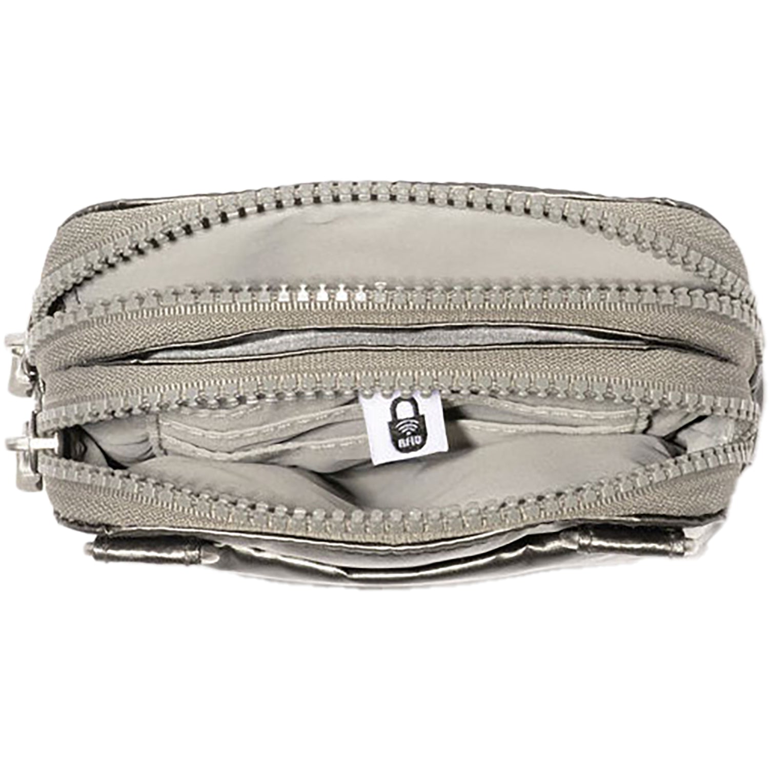 Womens Baggallini Baggallini Modern Take Two RFID Crossbody Gunmetal Puff Nylon Gunmetal Puff