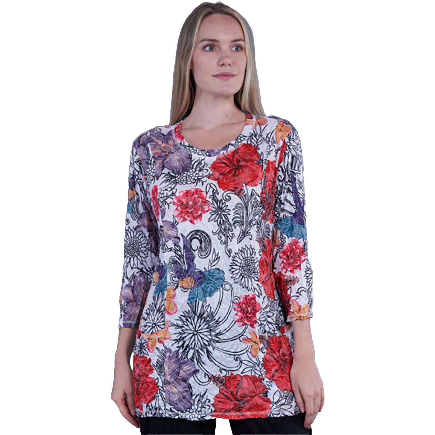 Womens Shana apparel Women's Shana Apparel Crinkle 2 Pocket Top Sunflower Sunflower