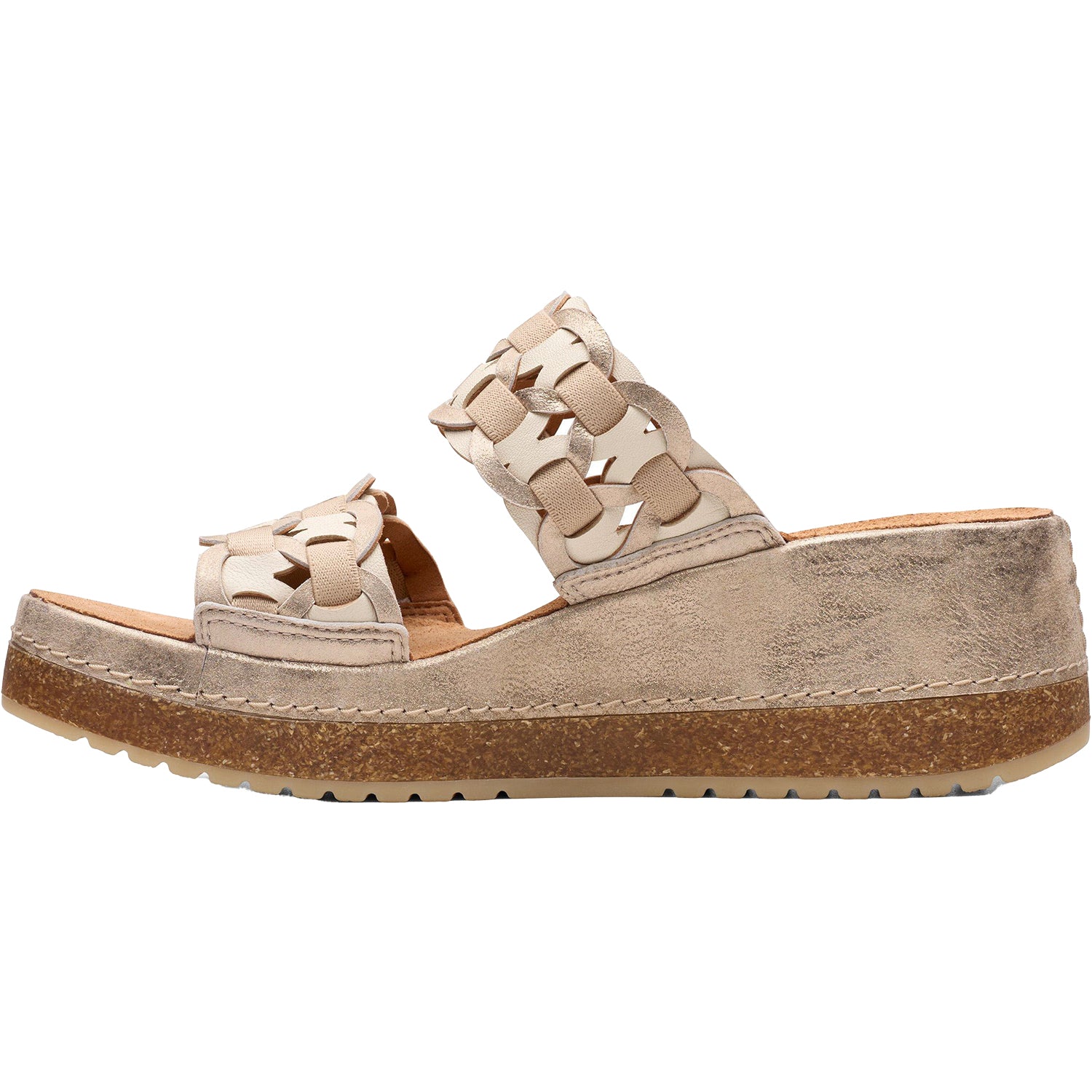 Womens Clarks Women's Clarks Kassanda Mule Metallic Combi Leather/Synthetic Metallic Combi Leather/Synthetic