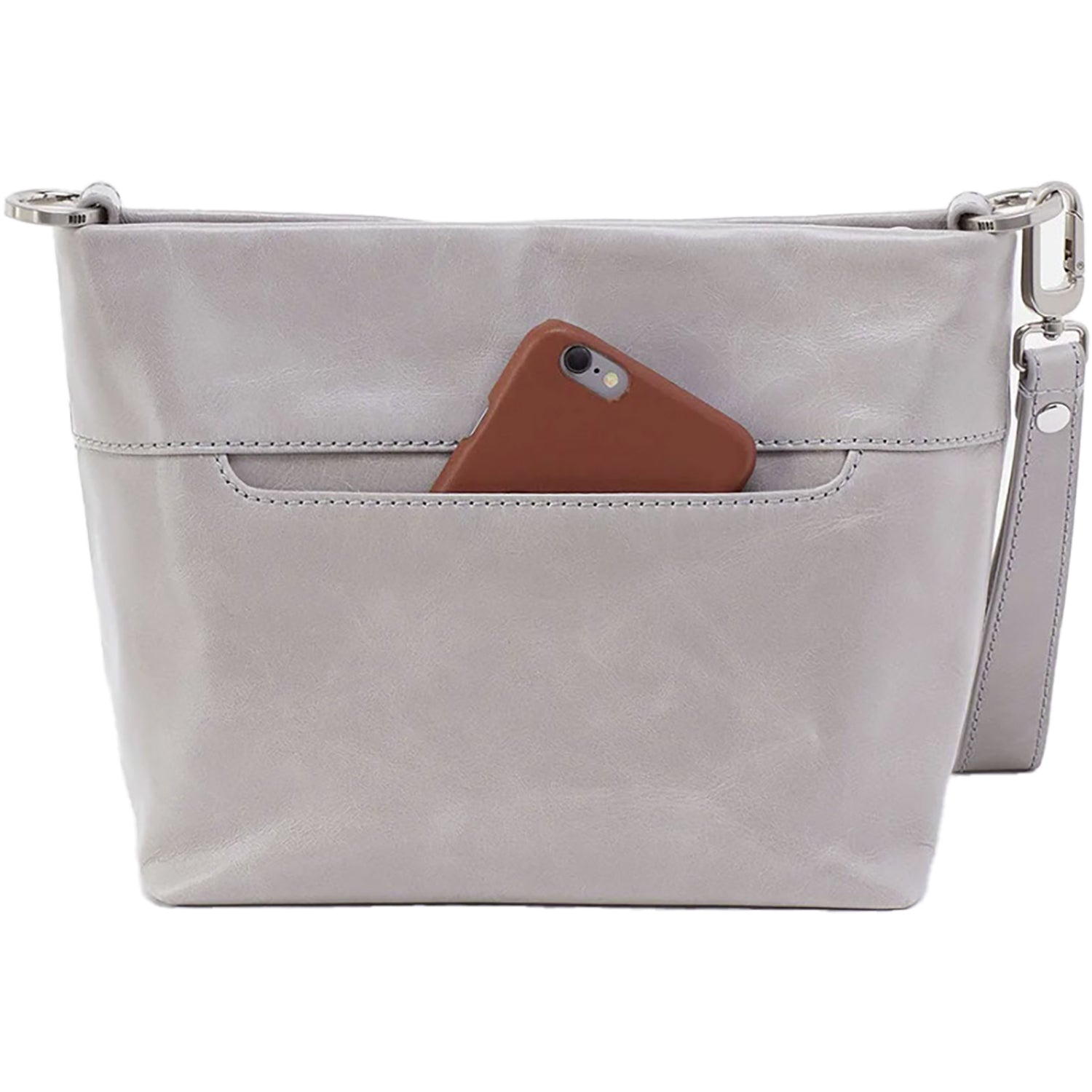 Womens Hobo Hobo International Ashe Crossbody Light Grey Polished Leather Light Grey Polished Leather